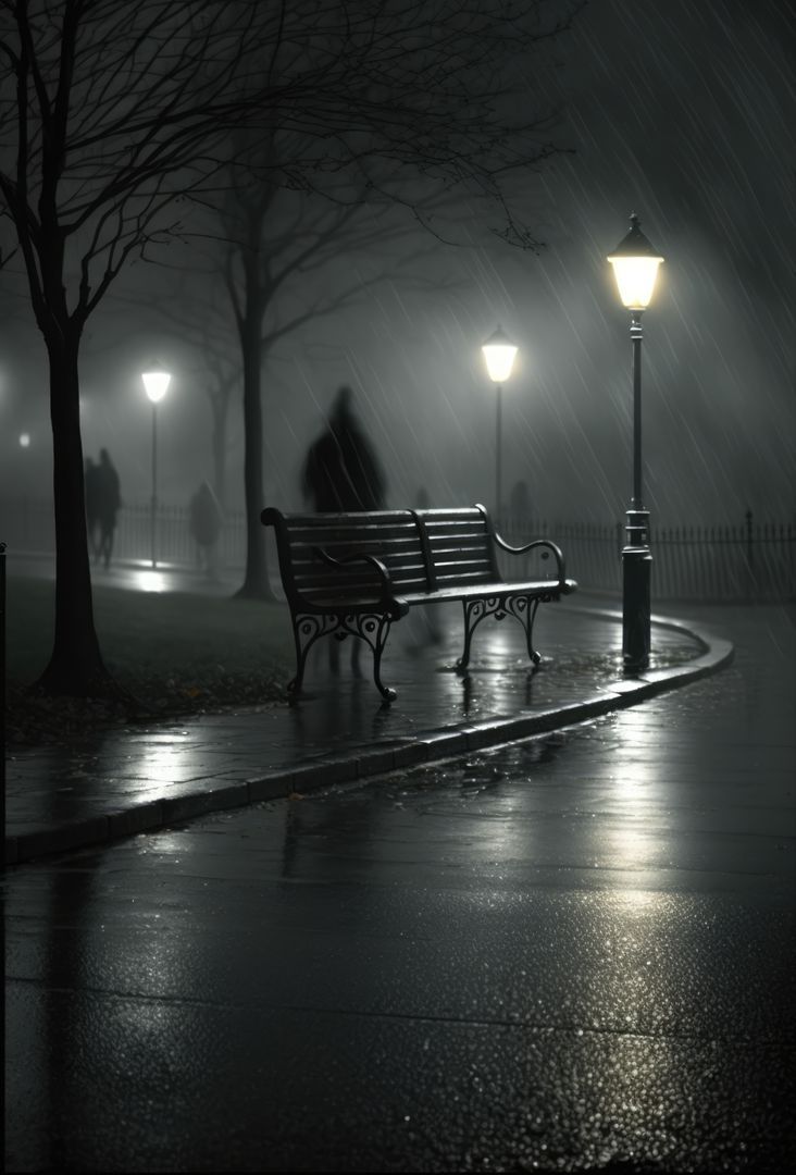 732x1080 street lamp on dark misty rainy night