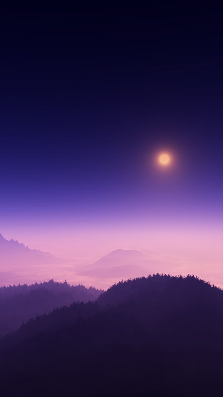 720x1280 Moon light Wallpaper 4K, Foggy, Night