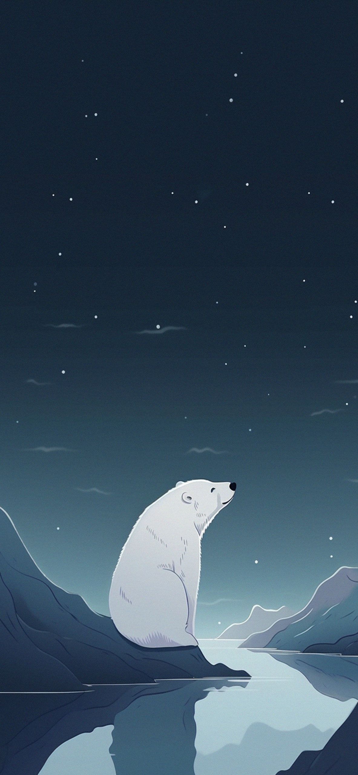 1183x2560 Polar Bear & Night Art Wallpaper