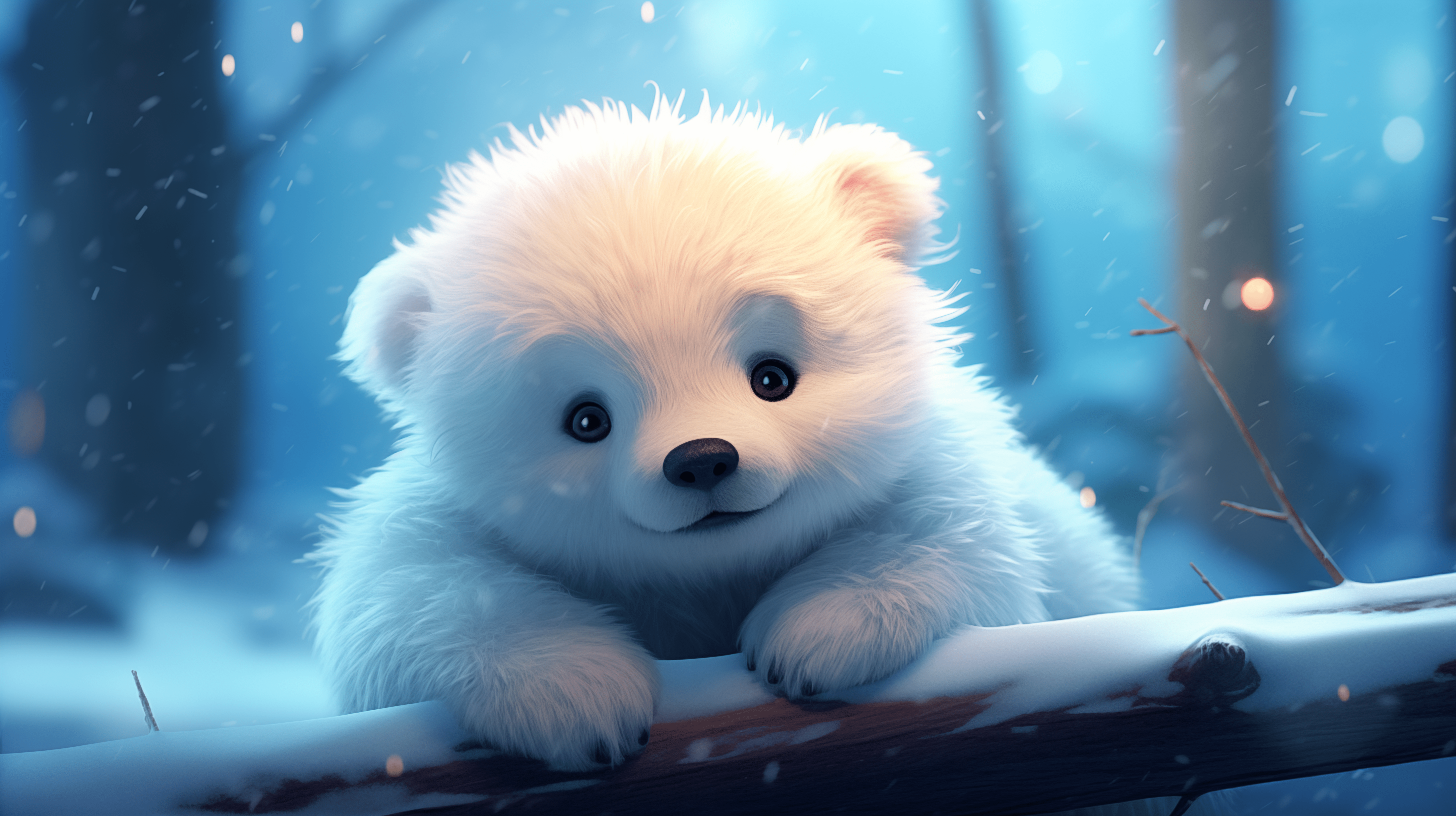 5824x3264 Polar Bear Cub in Snowy Landscape