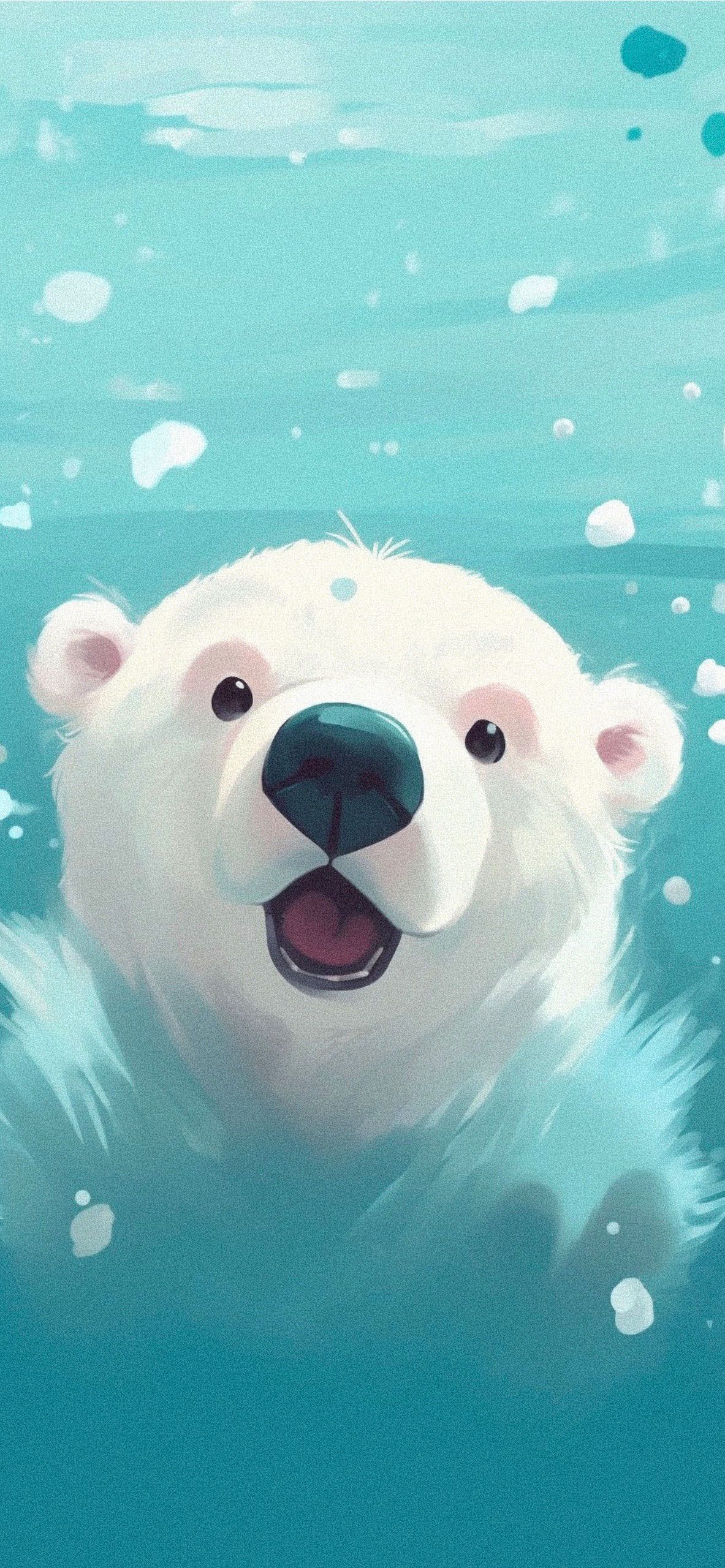 1183x2560 Polar Bear Cute Blue Wallpaper