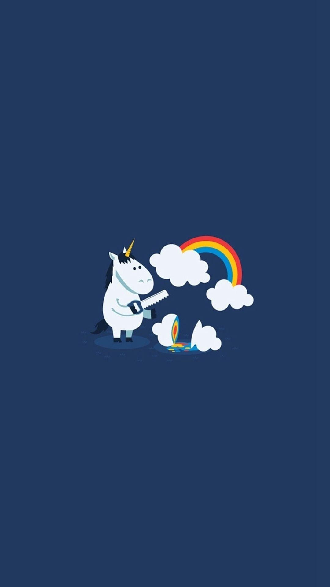 1080x1920 Unicorn Saw Clouds Rainbow Funny #iPhone #plus #wallpaper