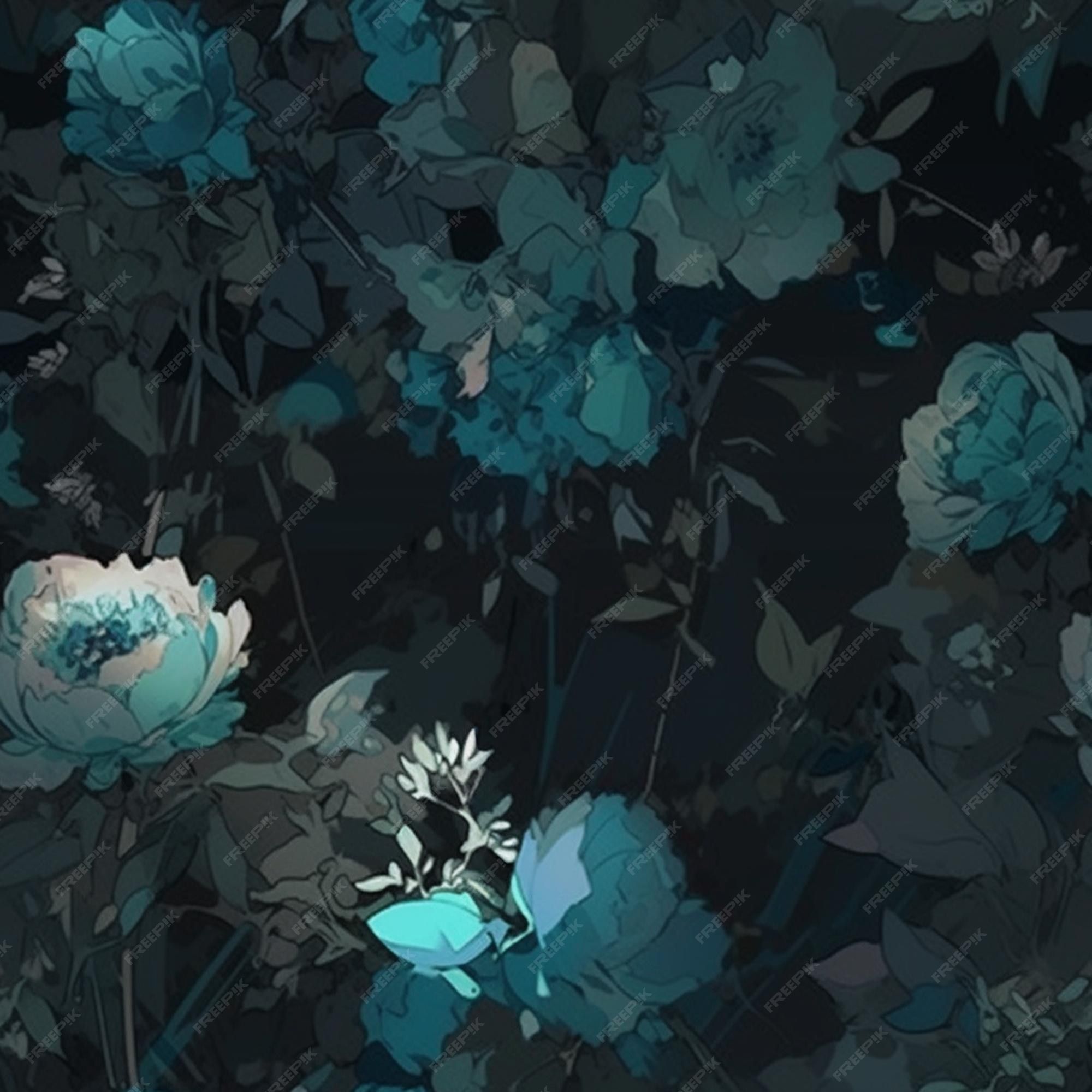 2000x2000 A dark wallpaper with flowers and