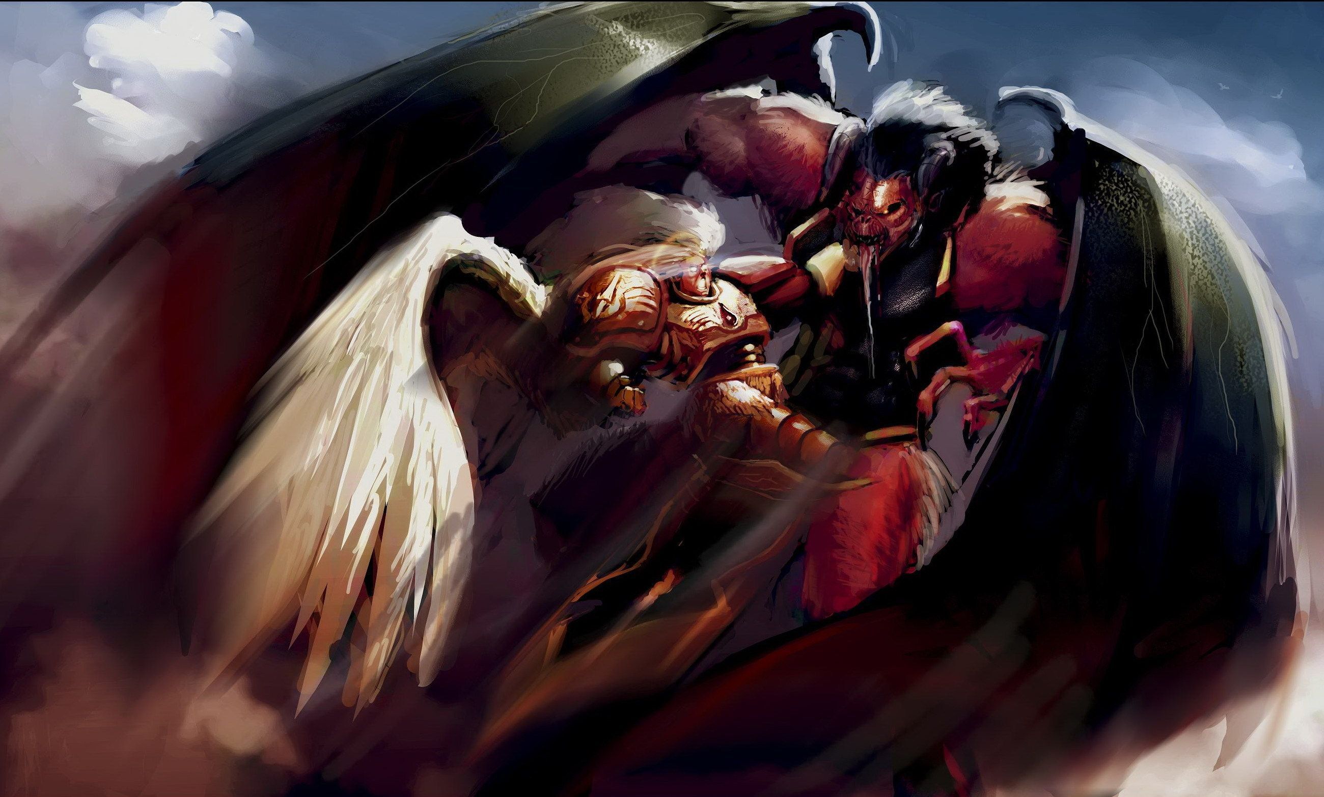 2600x1565 demon, fight, Warhammer 40k