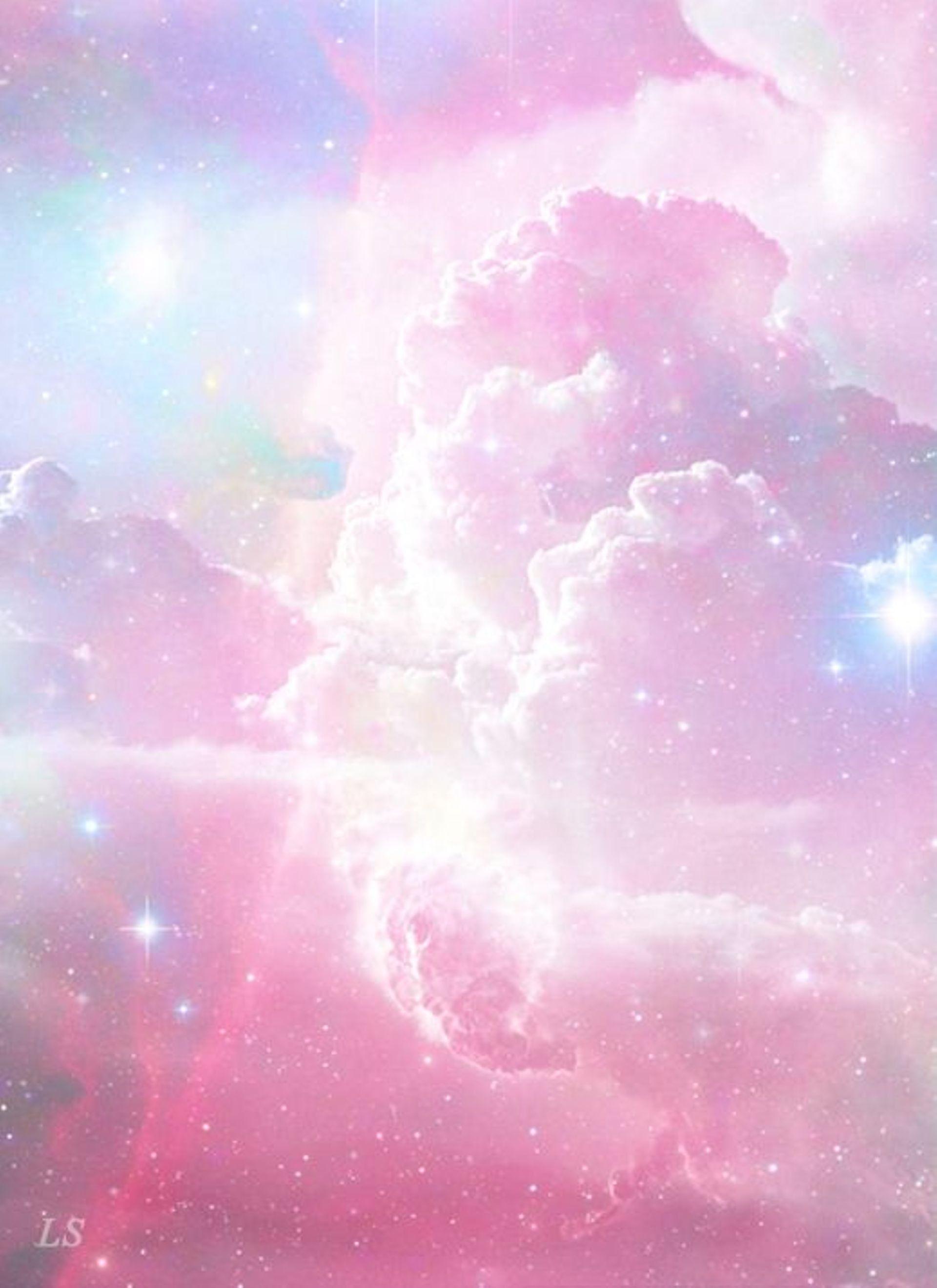 Galaxy Background With Pink Clouds