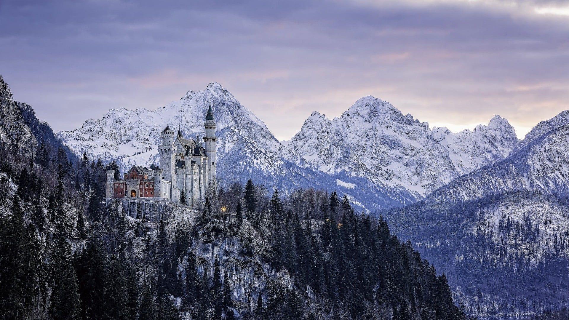 1920x1080 White and black concrete building, Neuschwanstein Castle