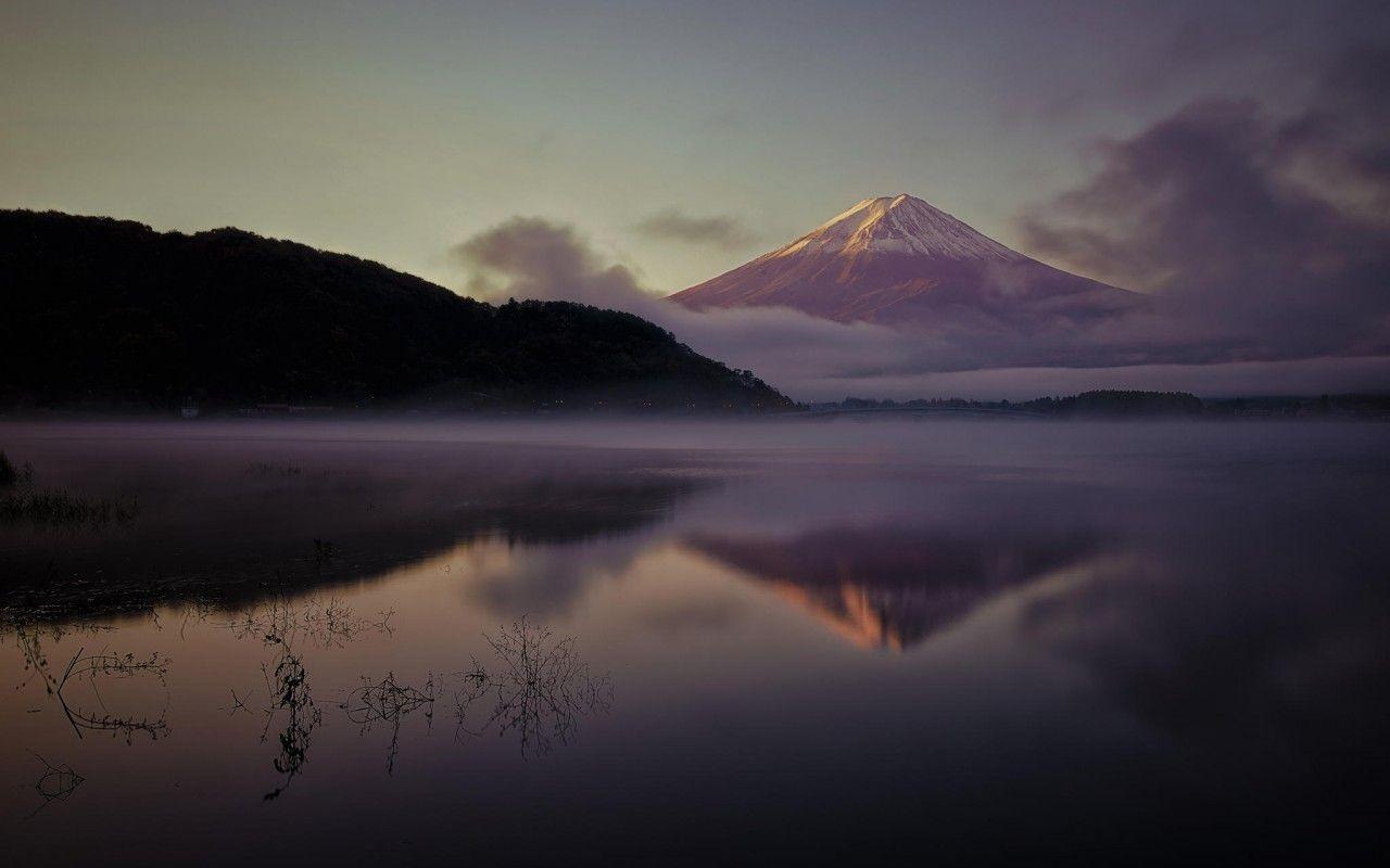 1280x800 Mountains: Japanese Mist Nature Mountain Lake Sky Fujiyama Fog Japan