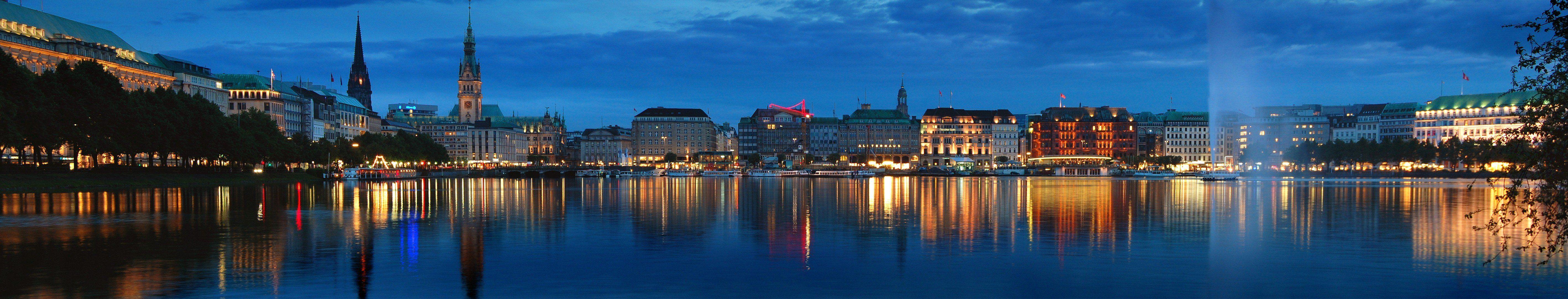 5670x1080 Germany, Christmas, Light, Hamburg, City wallpaper