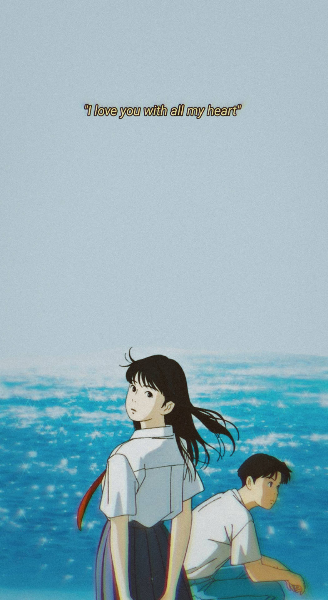 1051x1920 Ocean Waves Anime Aesthetics Wallpaper