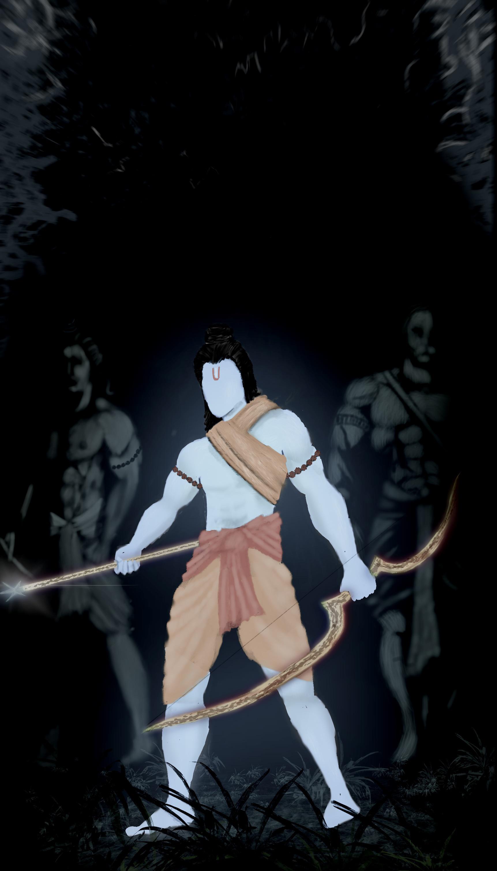 1723x3019 Lord Ram with Lakshman and Hanuman. : r