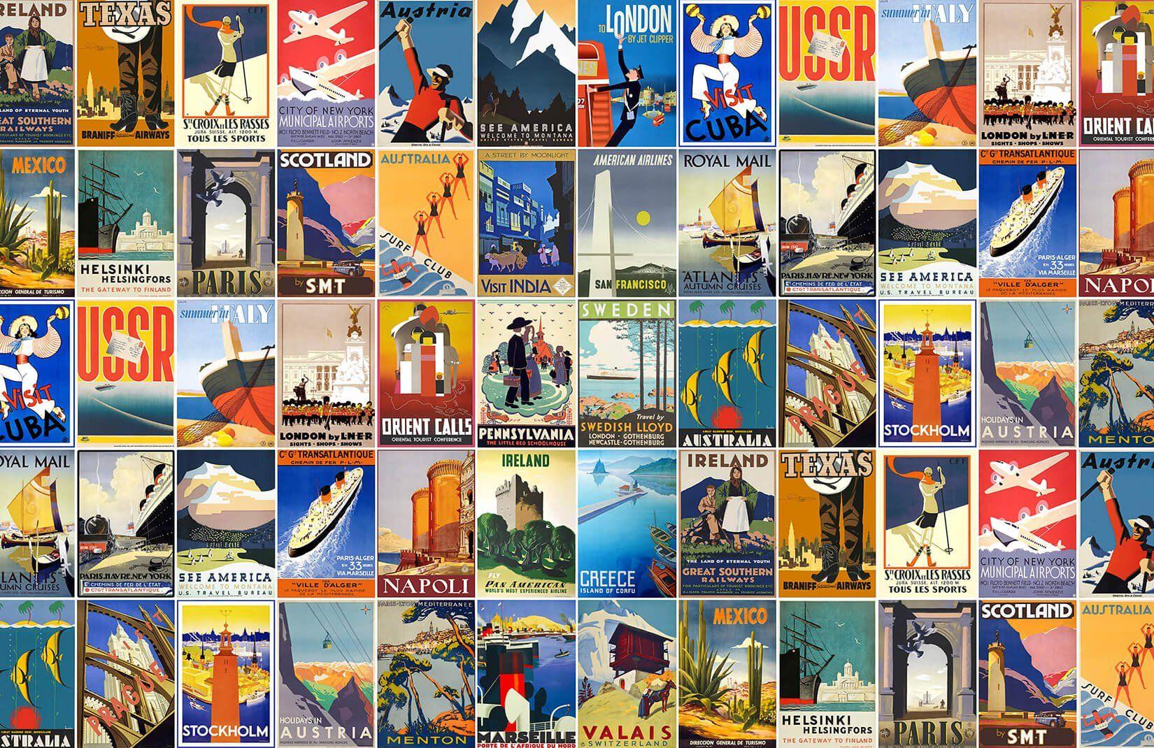 retro travel posters game
