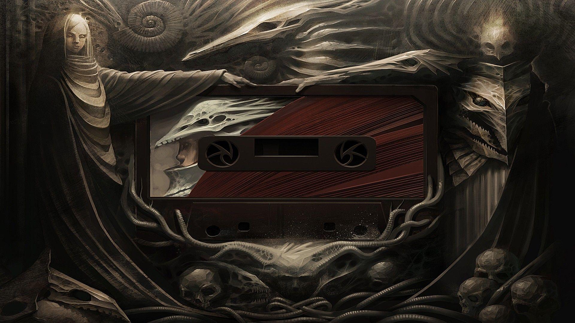 1920x1080 music, vintage, cassette, retro, technology, digital art wallpaper