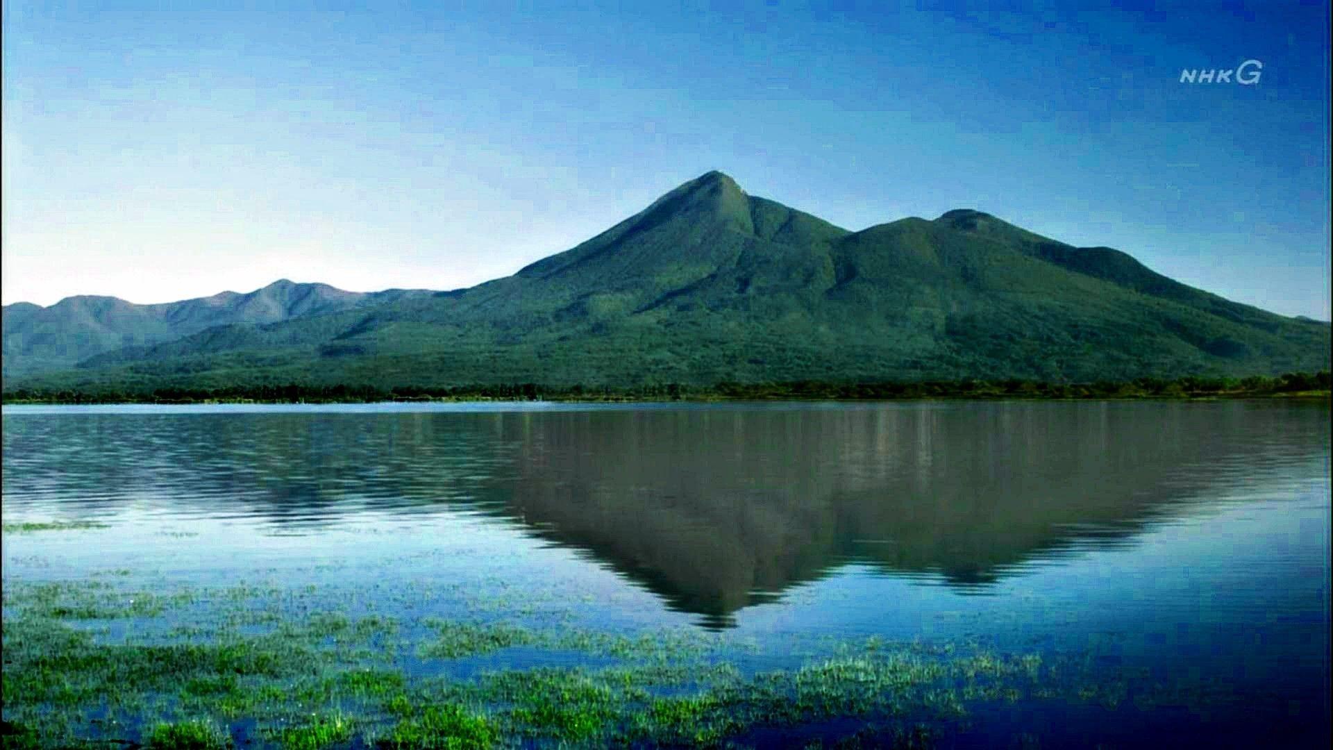 1920x1080 water, mountains, nature, dawn, Sakura, japanese, lakes, landspaces