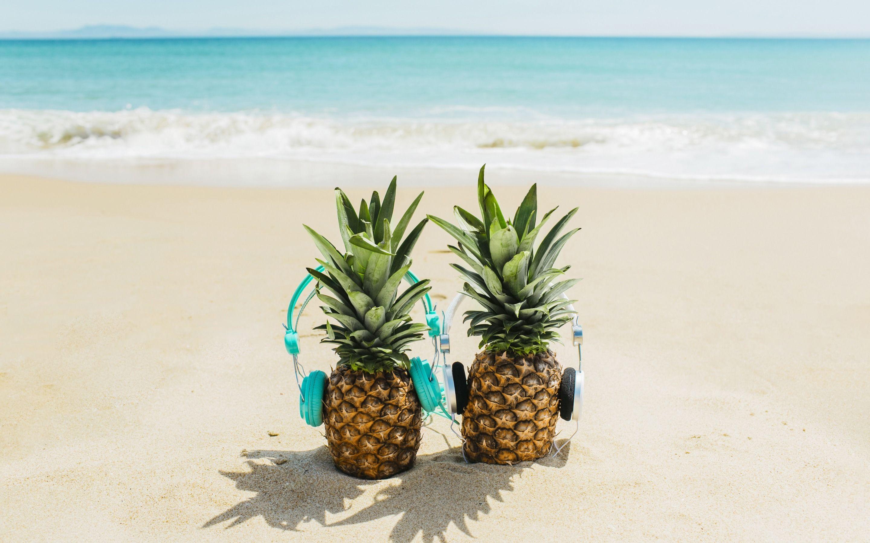 pineapple at the beach desktop wallpaper for mac