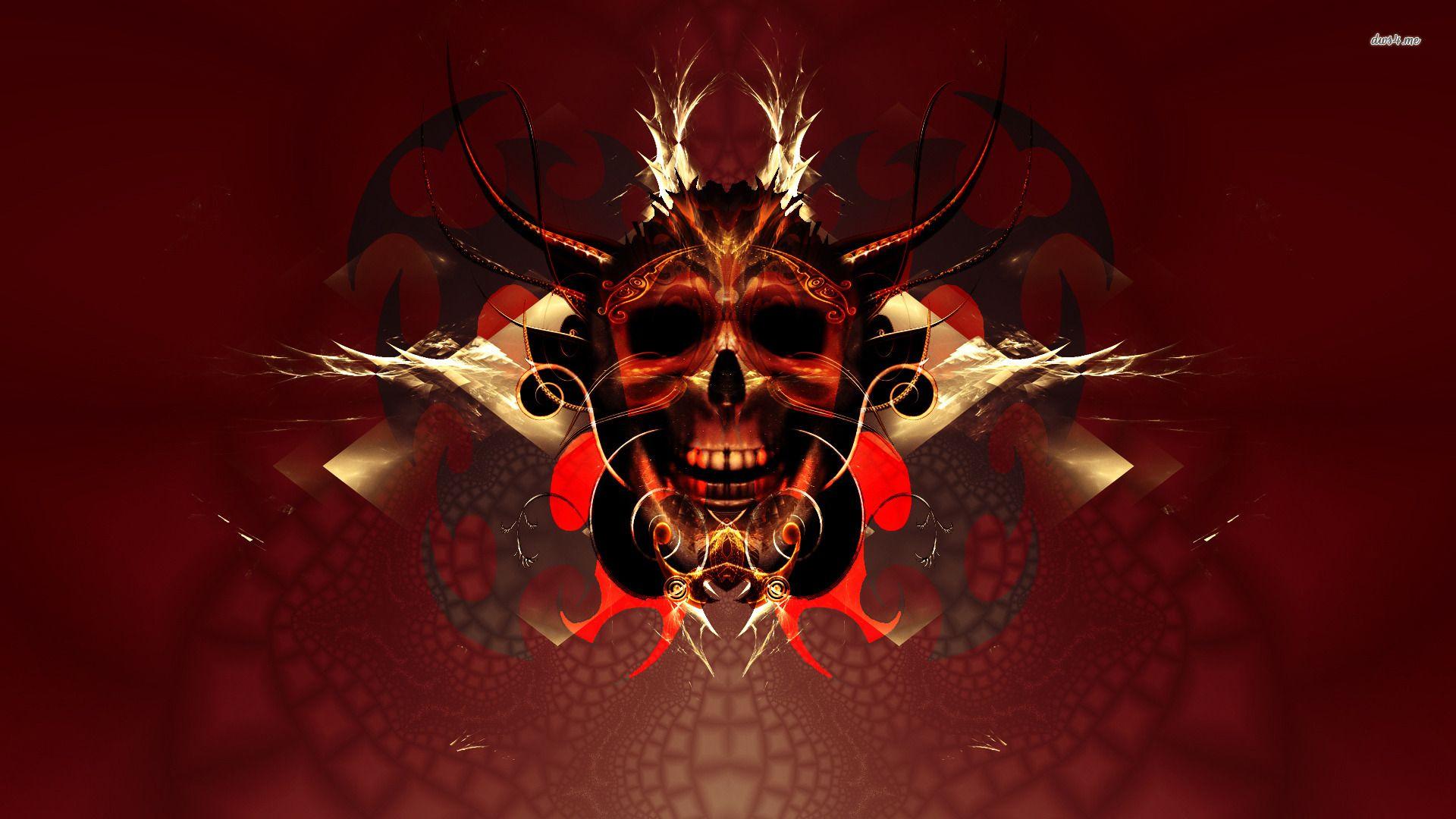 1920x1080 Red And Black Skull Wallpaper