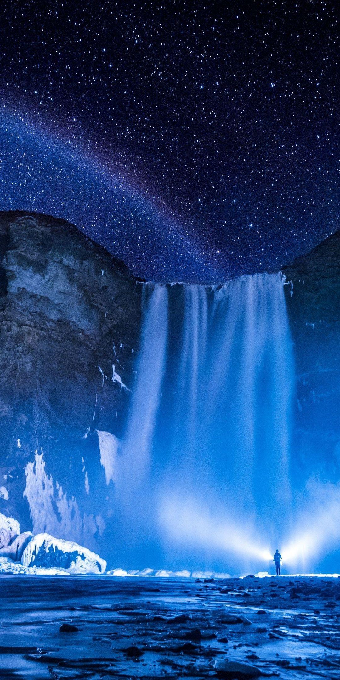 Hình nền 1080x2160 Iceland, Skógafoss, thiên nhiên, xanh lam, thác nước, 1080x2160.  Phong cảnh, Thiên nhiên, Động vật tự nhiên