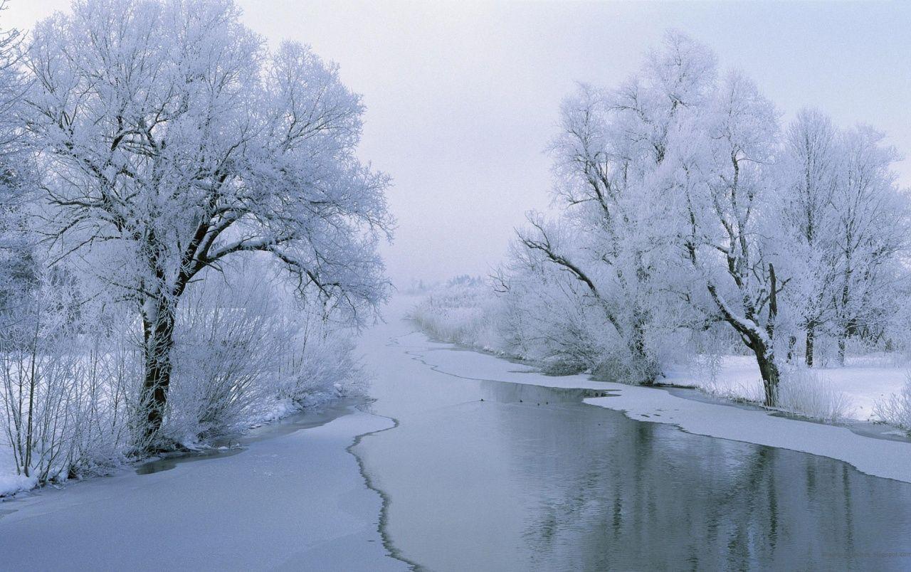 1280x804 Winter River wallpaper. Winter River