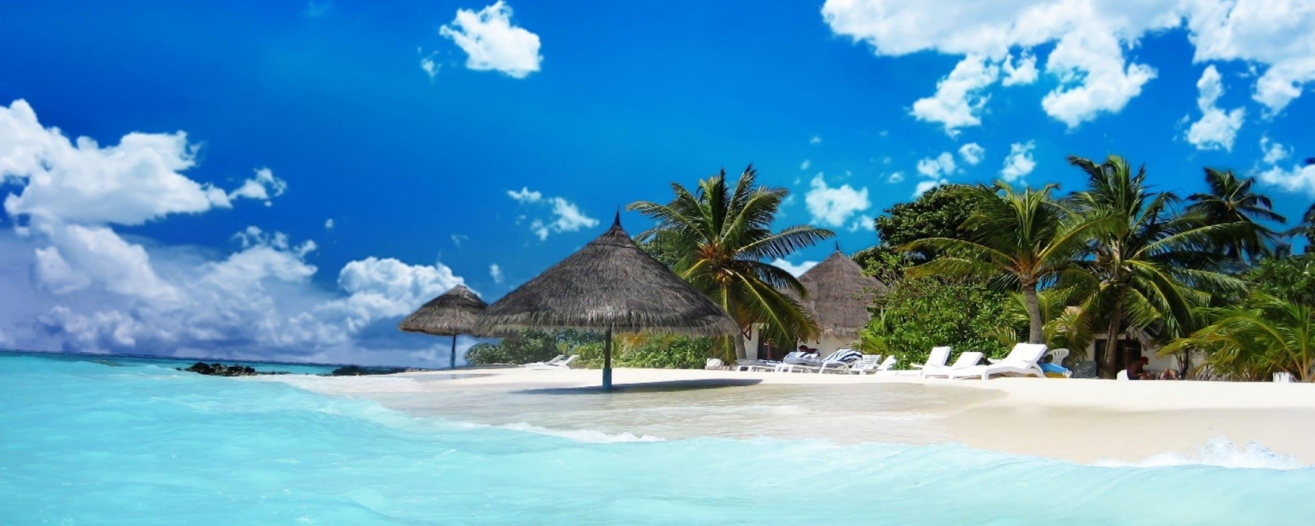 2560x1024 Beach Screen Wallpaper