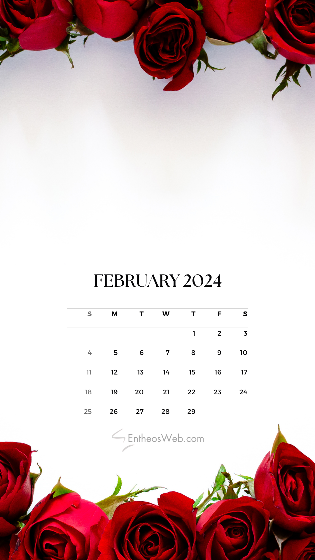1080x1920 February 2024 Phone Wallpaper Calendar