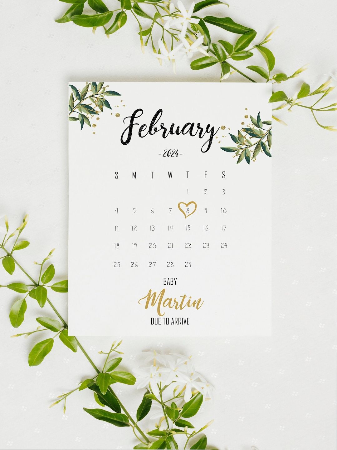 1080x1440 Custom PREGNANCY ANNOUNCEMENT Calendar