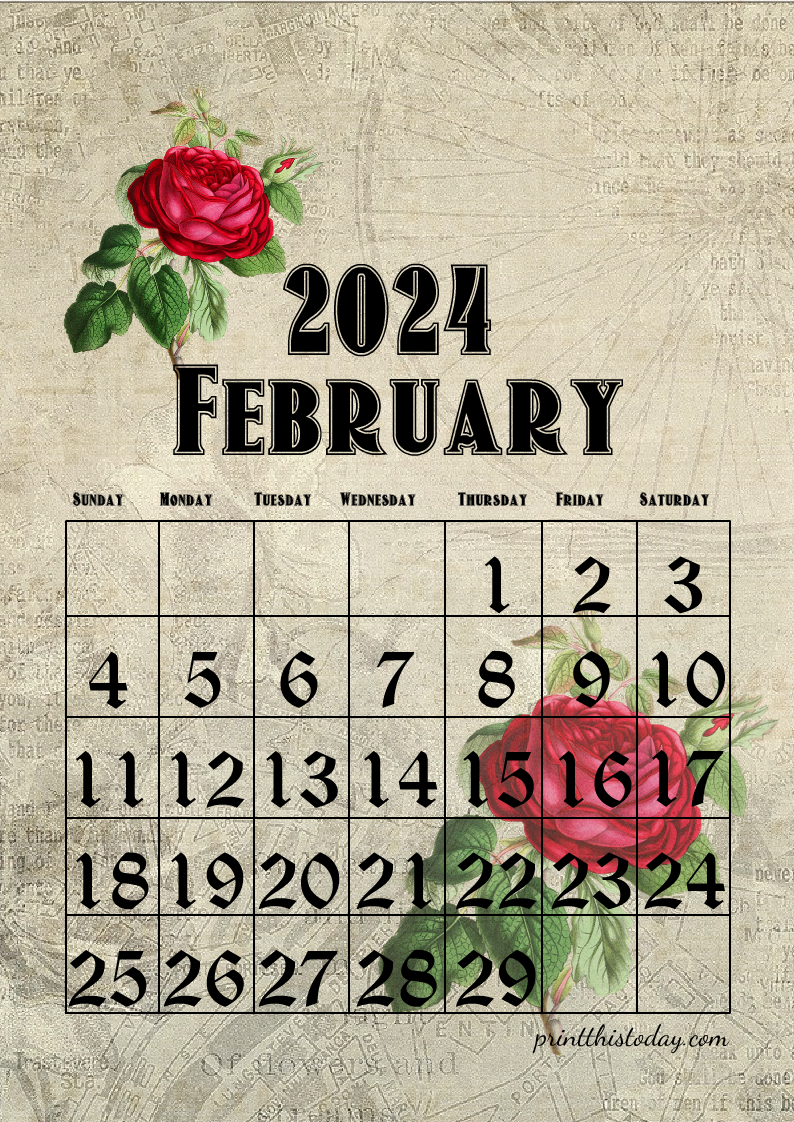 794x1122 Free Printable 2024 Vintage Floral
