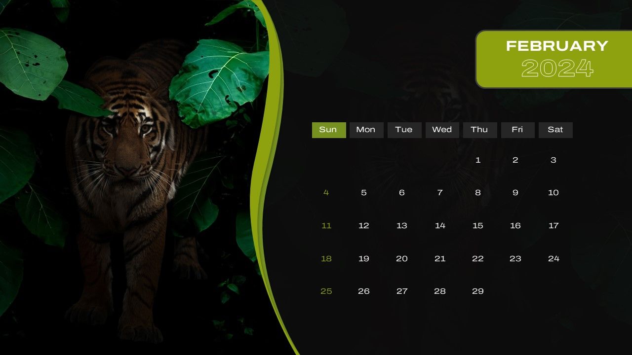 1280x720 Free PowerPoint Calendar 2024 Template