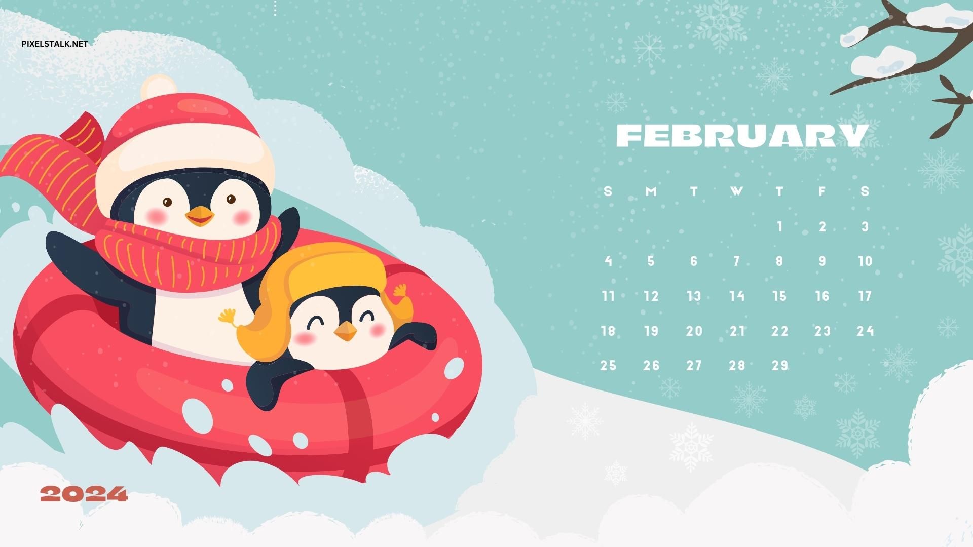 1920x1080 February 2024 Calendar Desktop Wallpaper