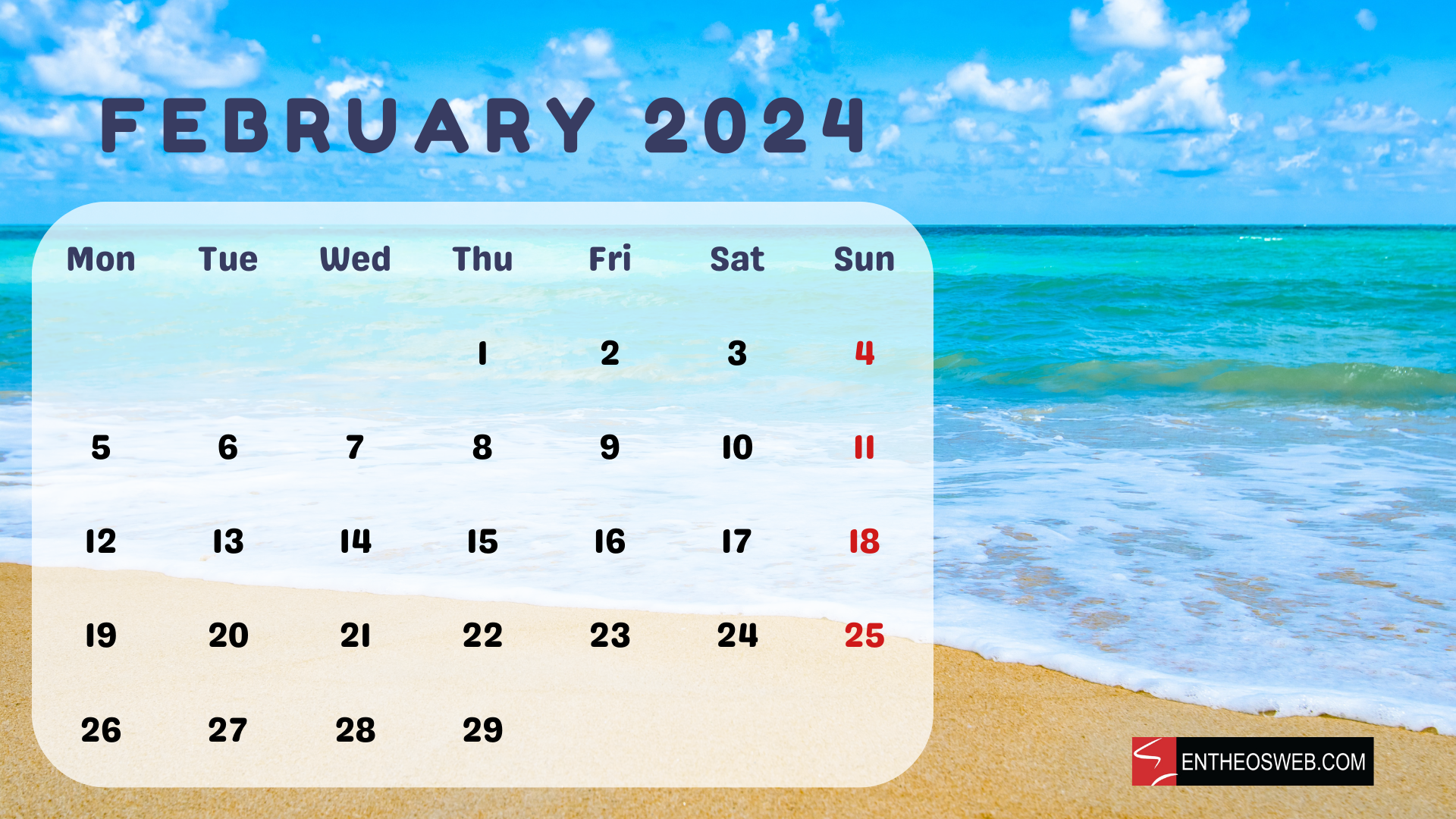 1920x1080 Beaches 2024 Calendar