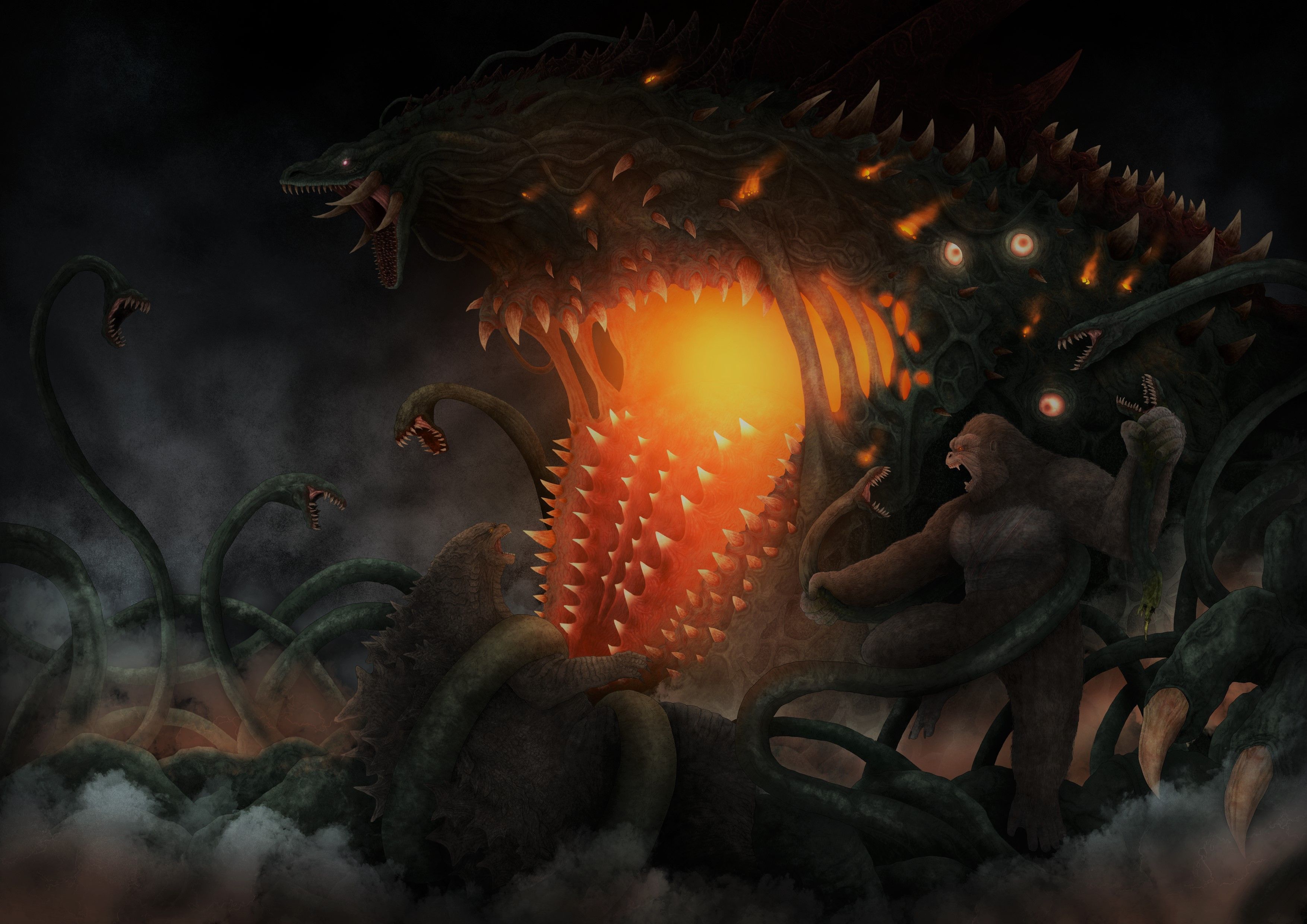 3508x2480 Kong vs biollante. Godzilla vs. Kong