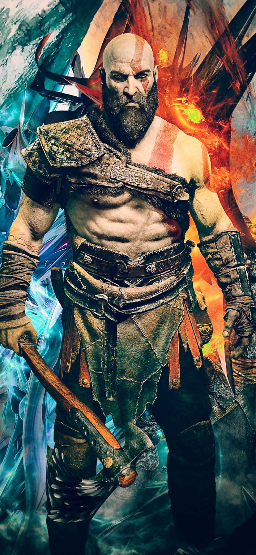 828x1792 Kratos (God Of War) Phone Wallpaper