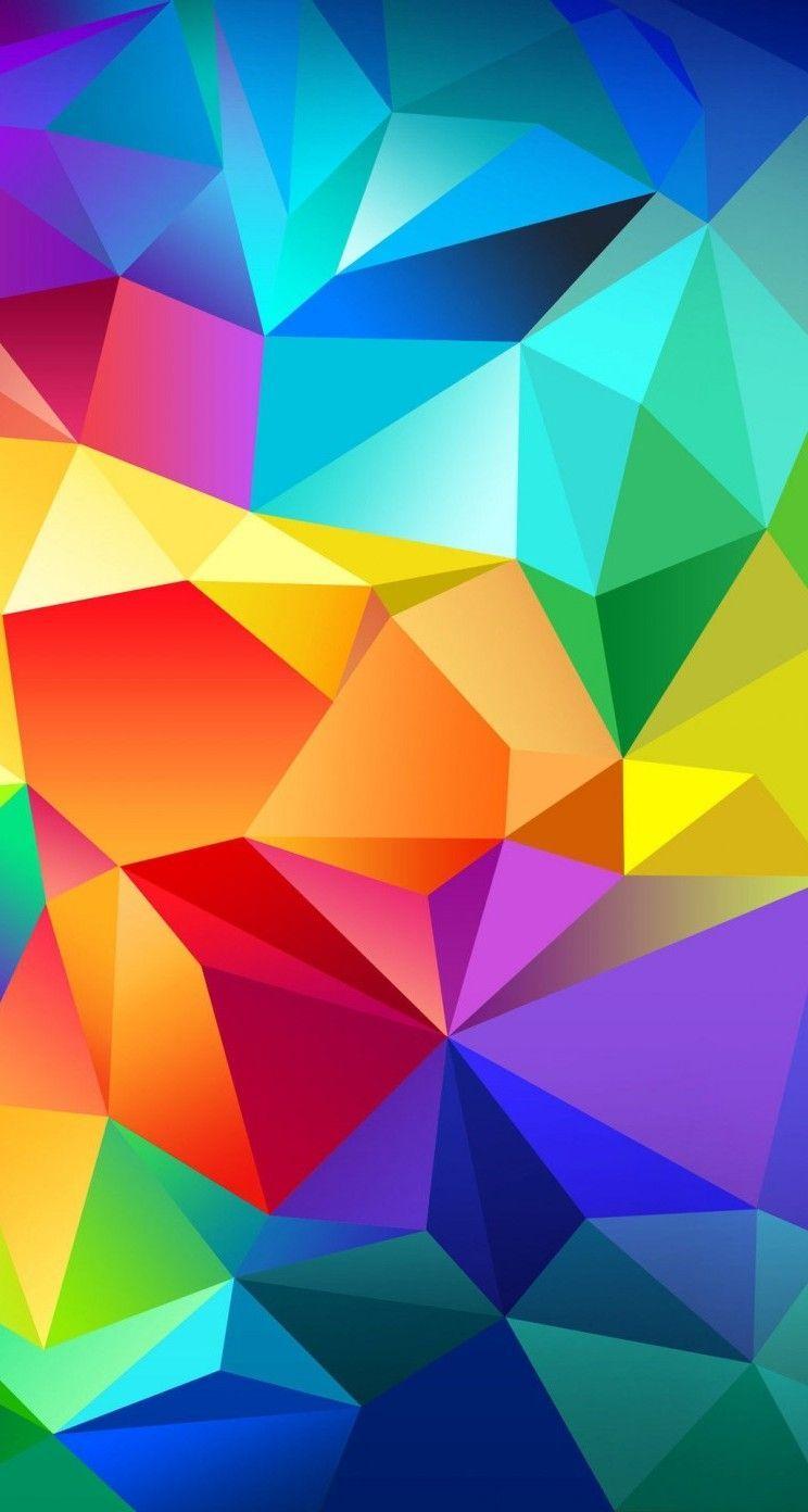 744x1392 Colorful Geometric Shapes Wallpaper at
