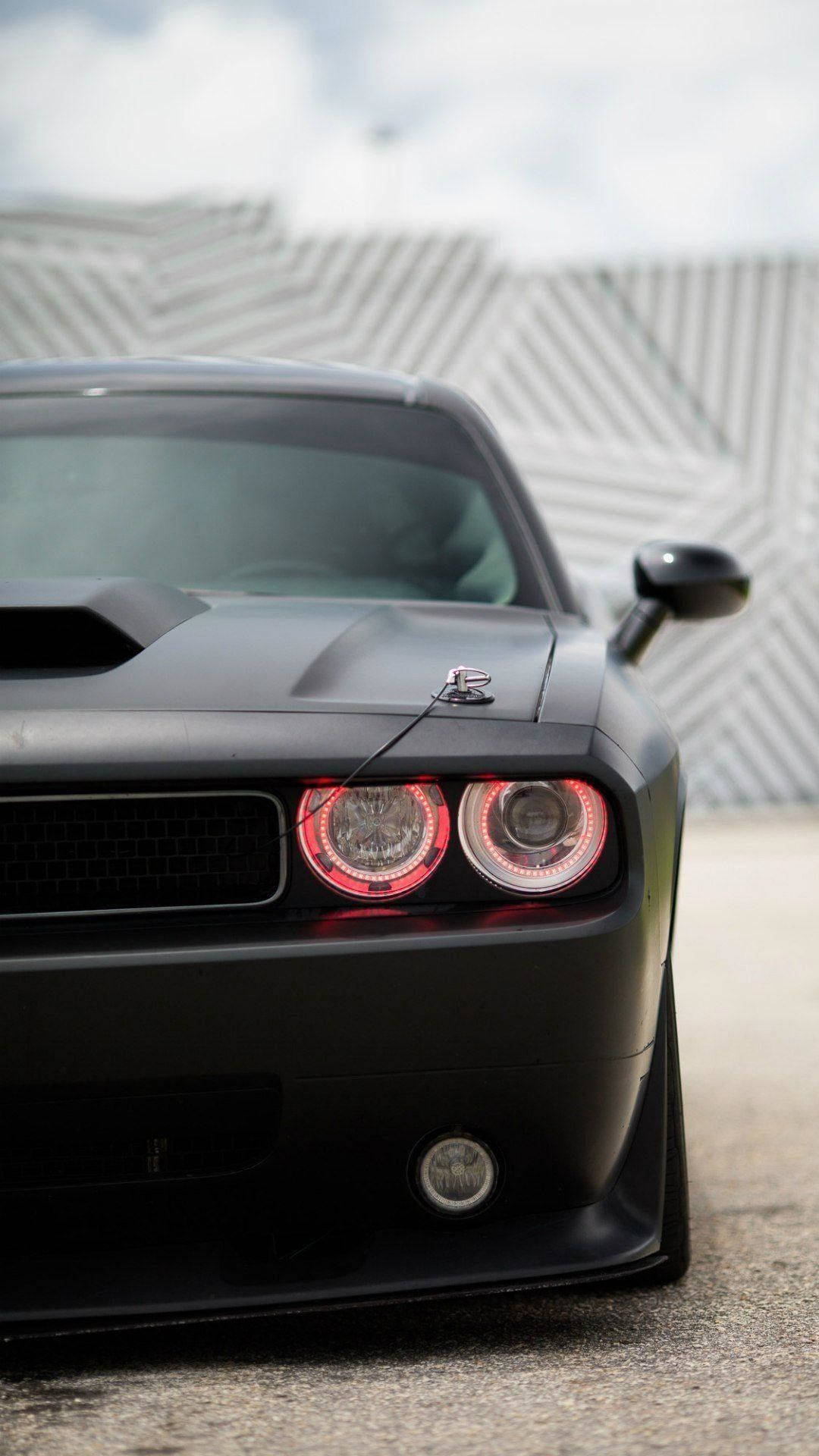 1080x1920 Download Dodge Challenger In Satin Black Wallpaper
