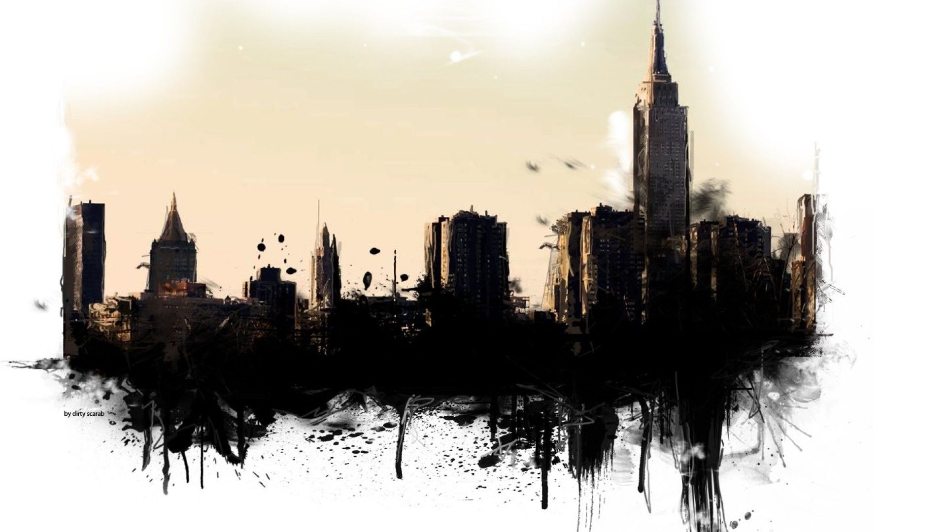 1920x1080 Artwork cities paint splatter wallpaper
