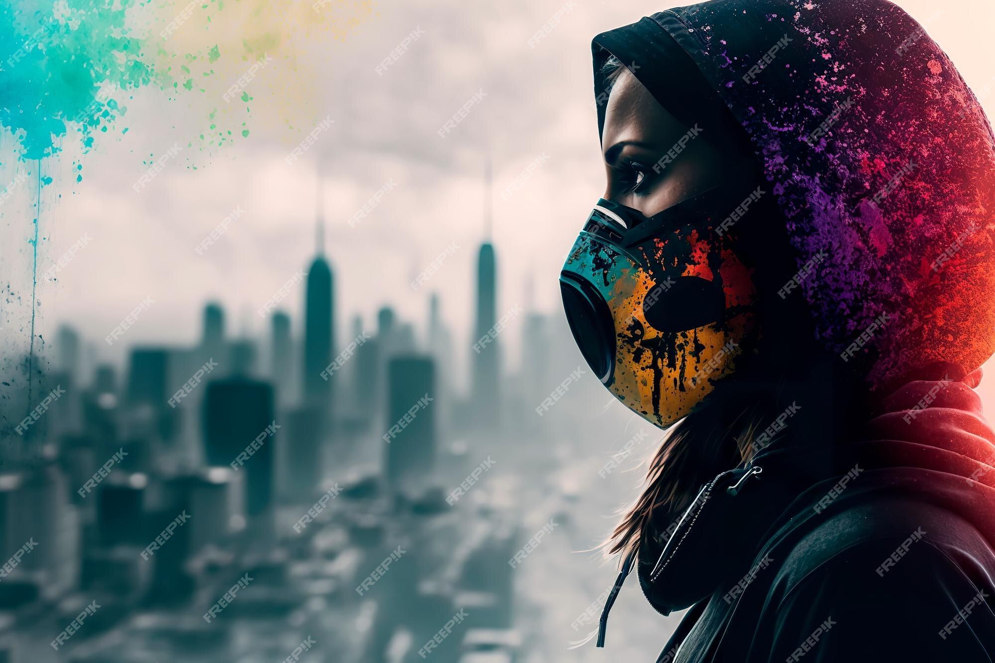 2000x1333 background of a dirty city generative ai