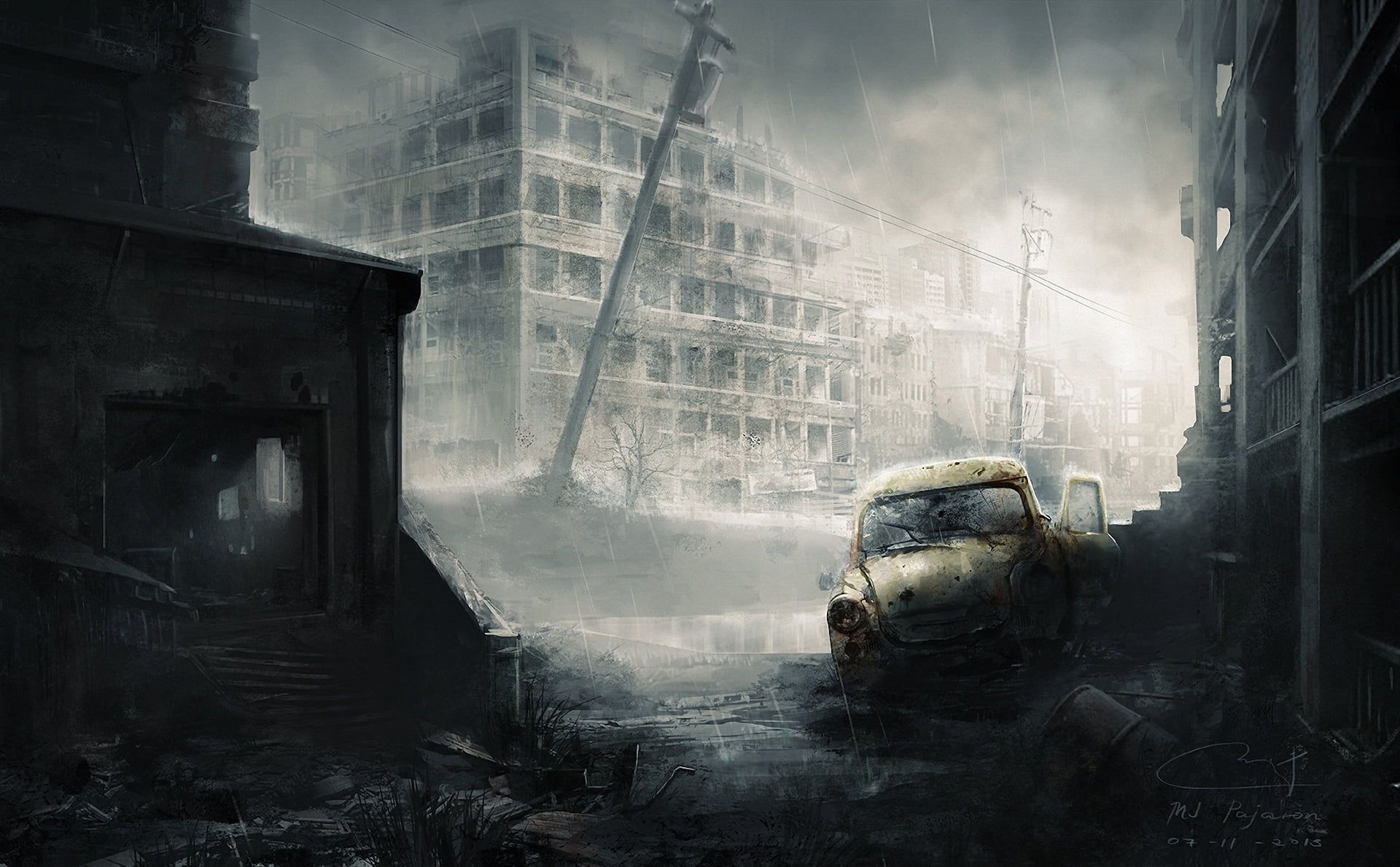 1920x1189 old, architecture, car, industry