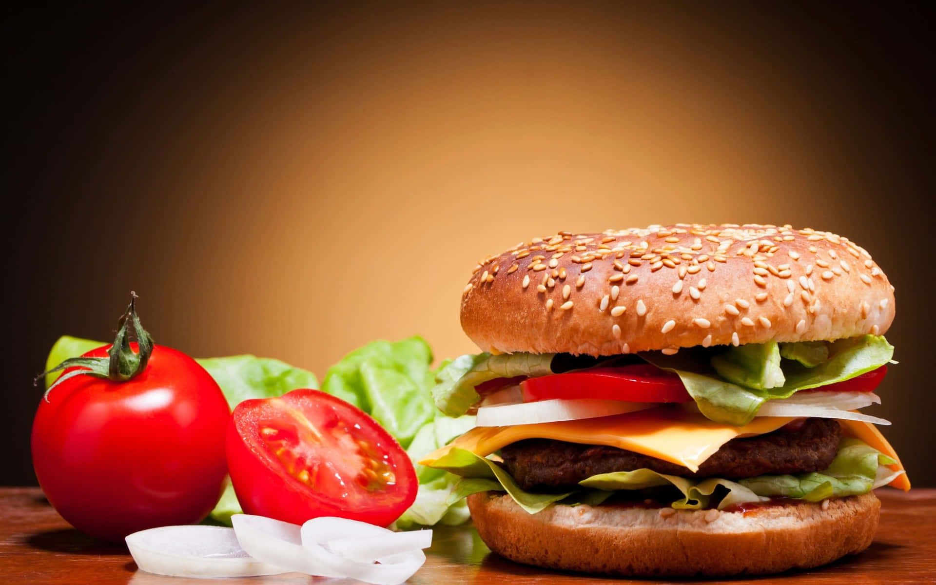 1920x1200 Burger With Vegetables Food Background