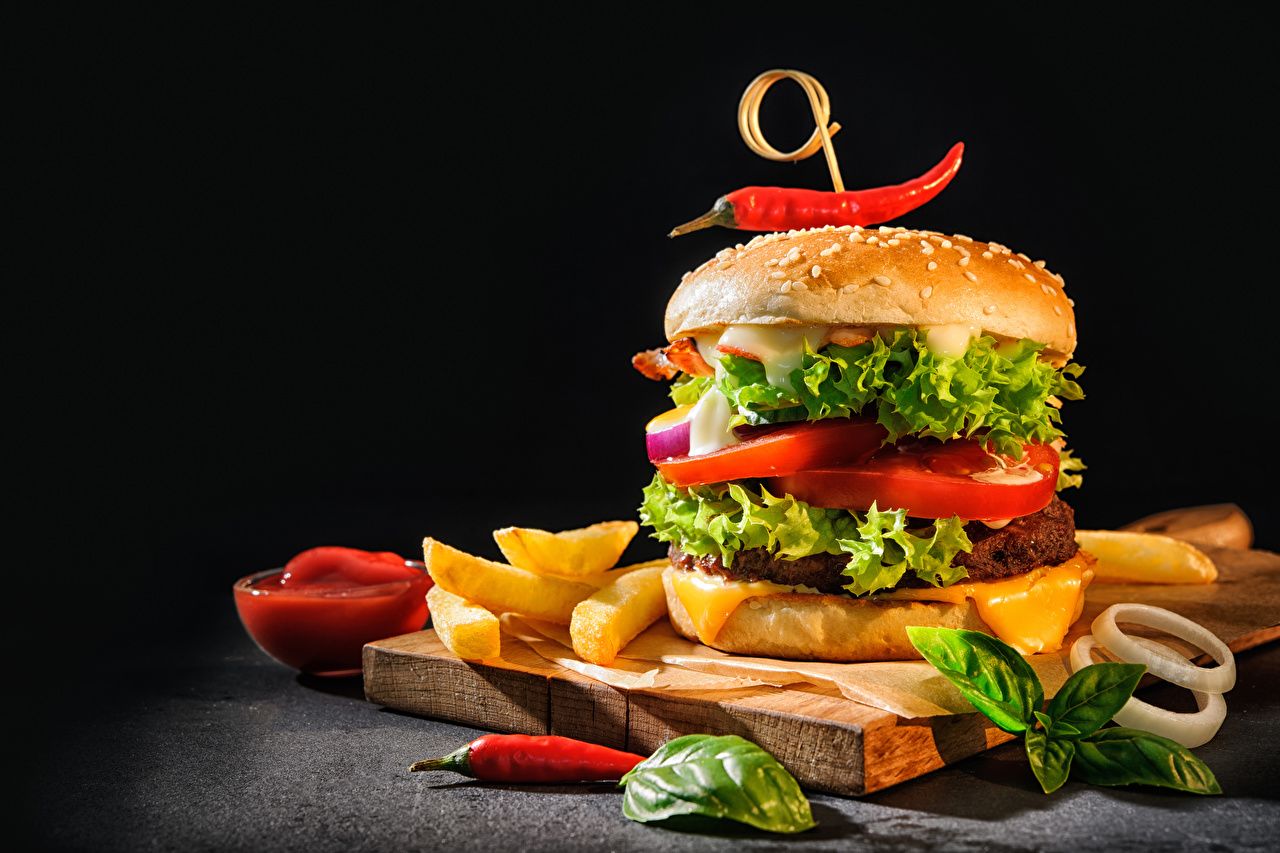 1280x853 Image Hamburger French fries Chili
