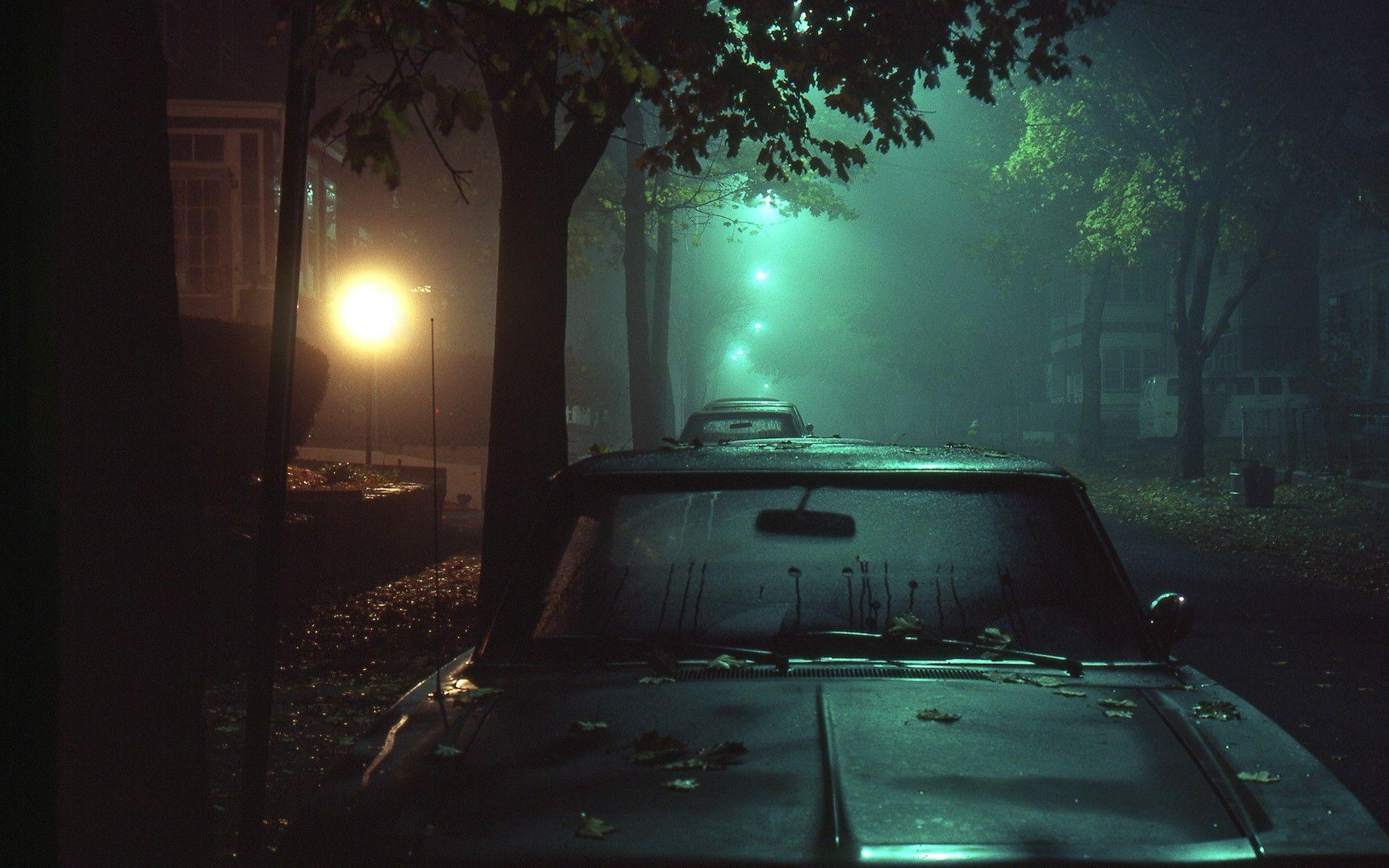 1920x1200 fog, street, car, night, street light wallpaper