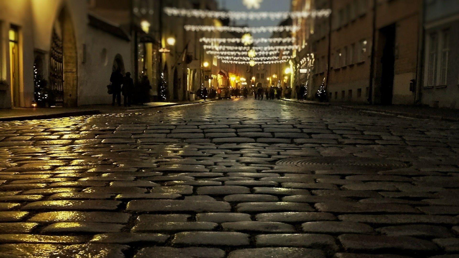 1920x1080 Night Street Of The Old Town Of Tallinn Wallpaper. Wallpaper Studio