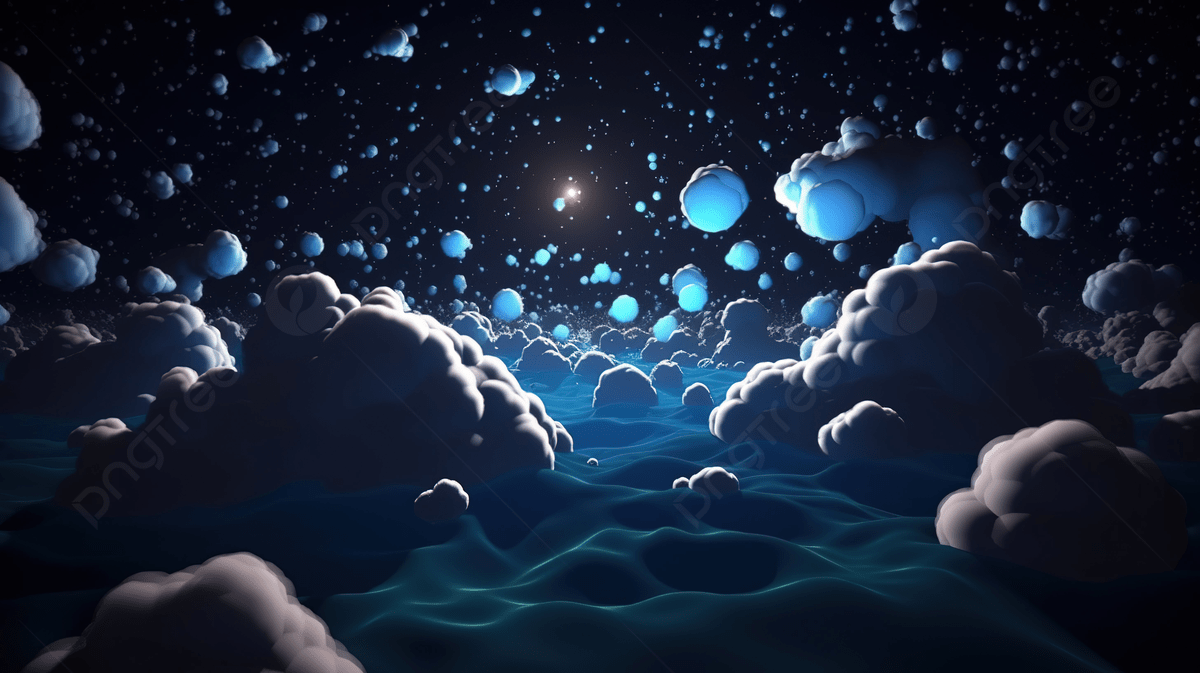 1200x673 Cartoon Clouds And Stars In Dark Sky
