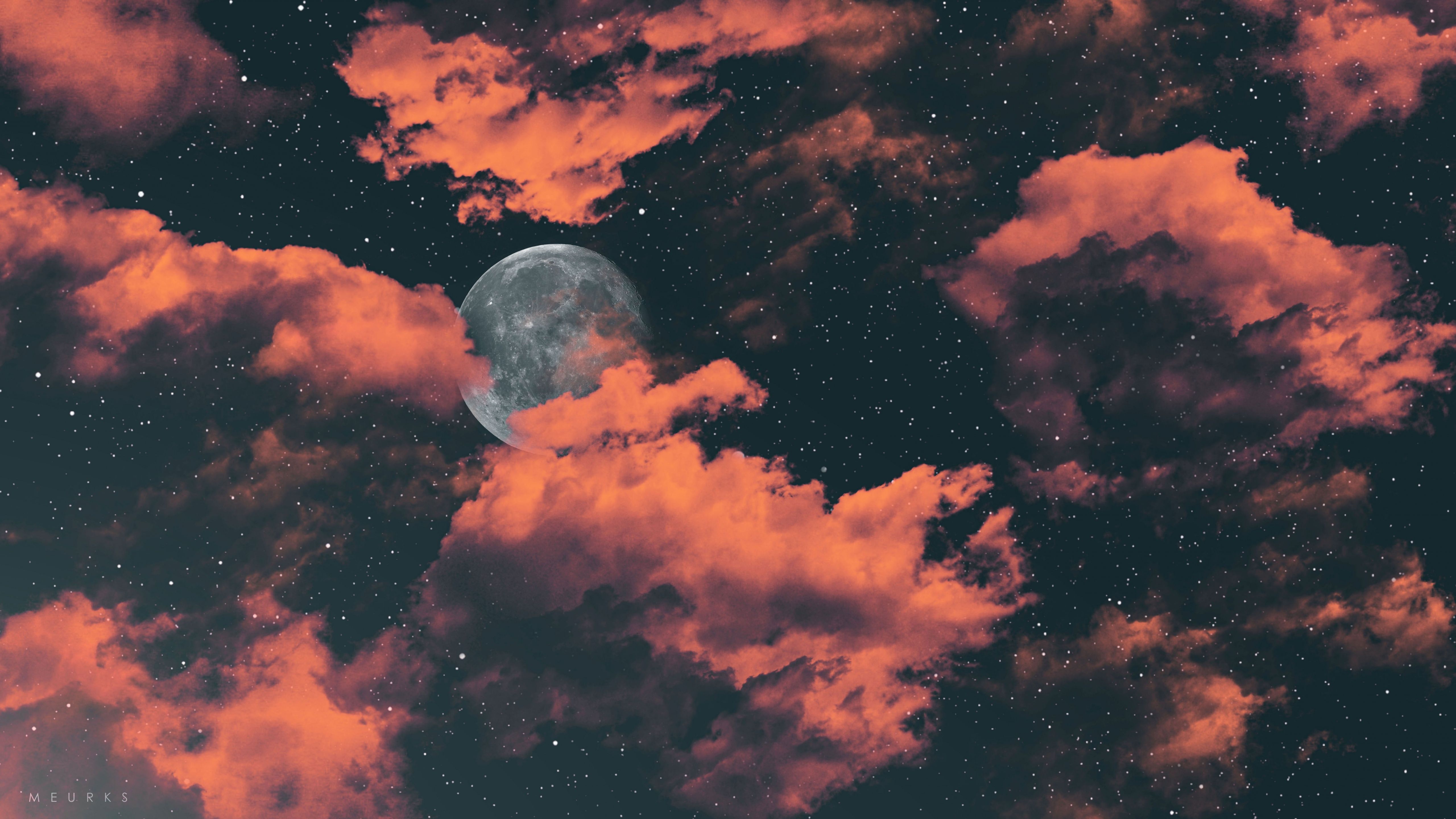 5120x2880 Full moon Wallpaper 4K, Dark background