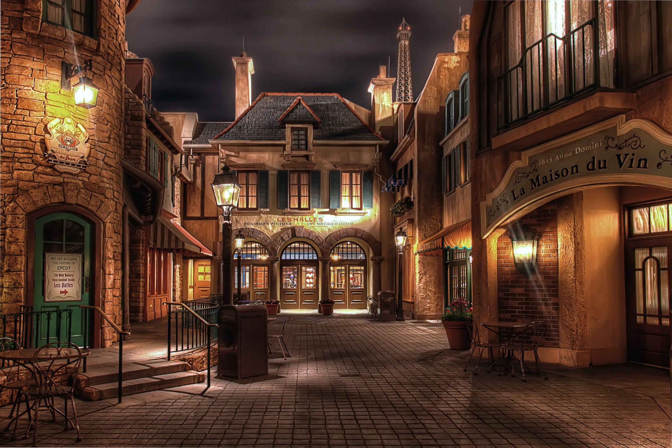 2304x1536 Wallpaper Disneyland USA Street night time Cities 2304x1536