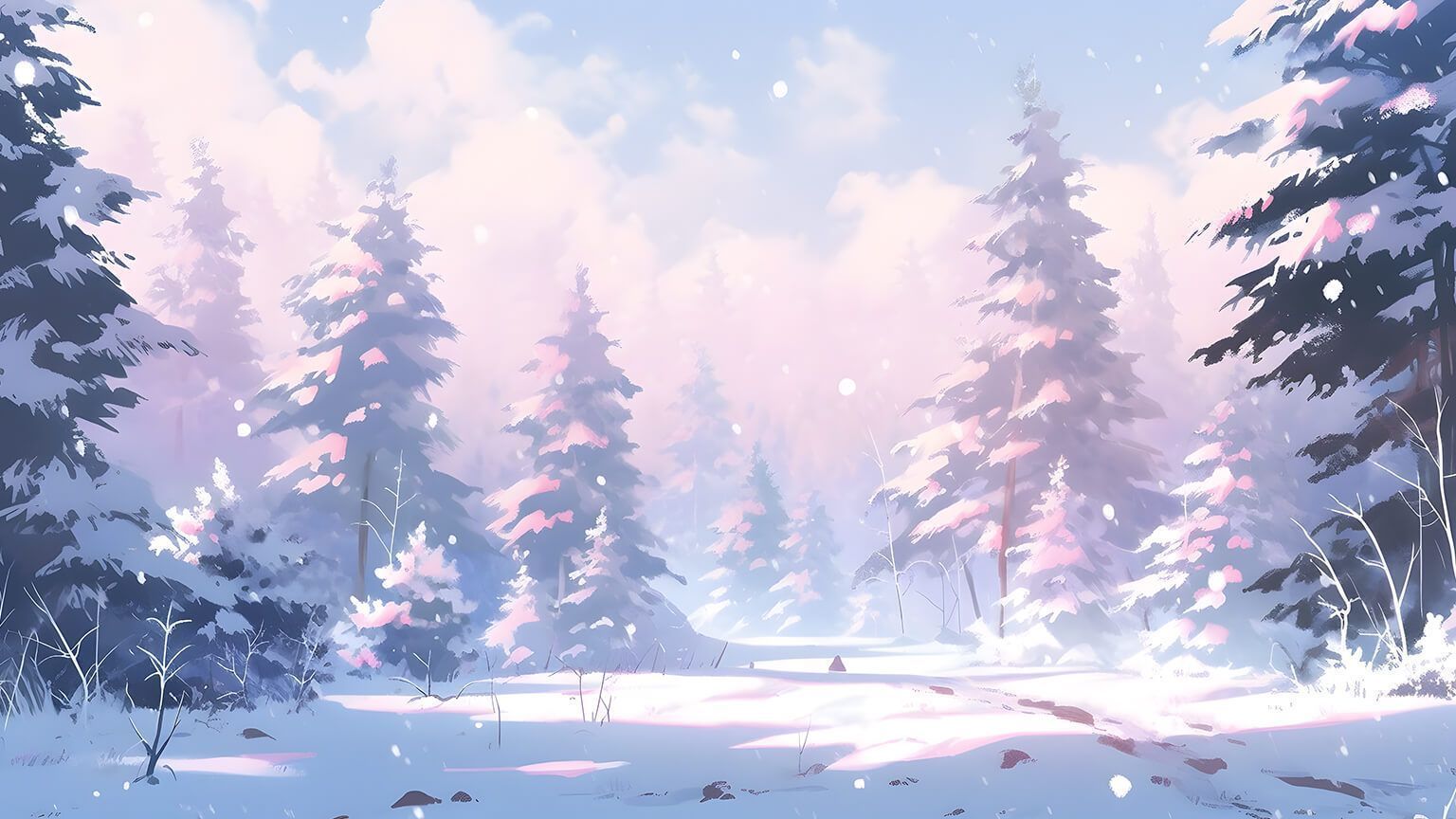 1536x864 Winter Snow Covered Forest Desktop