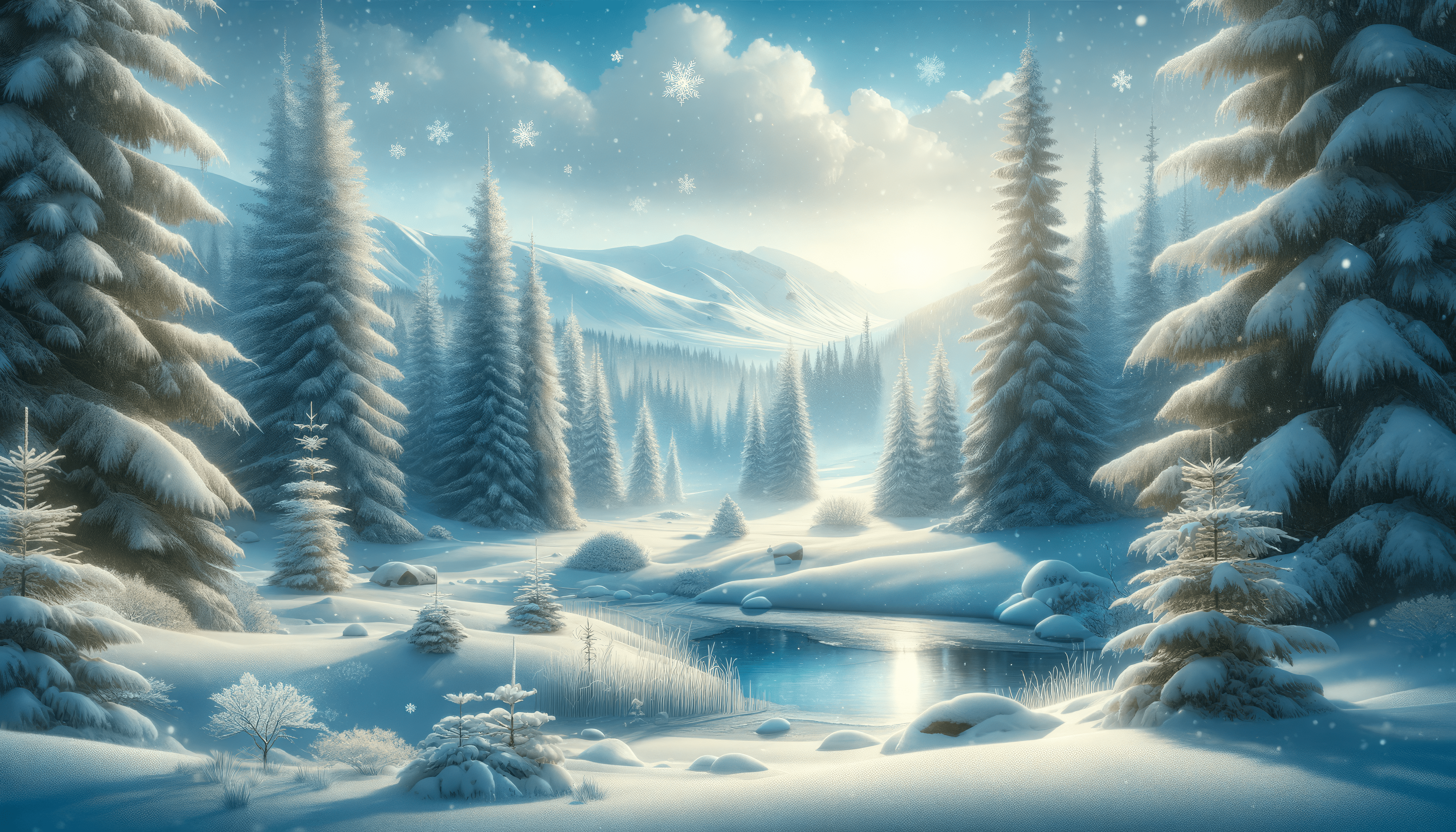 3584x2048 Winter Scene Wallpaper