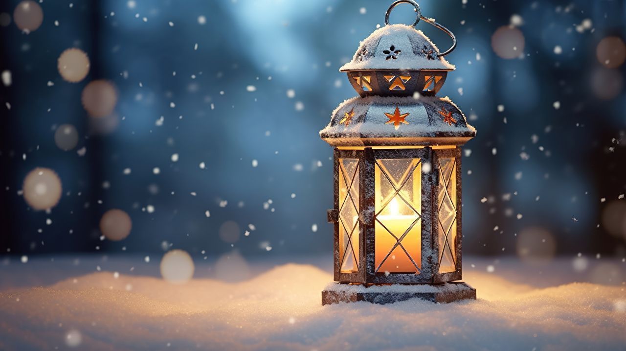 1280x717 Desktop Wallpaper New year Lantern Snow