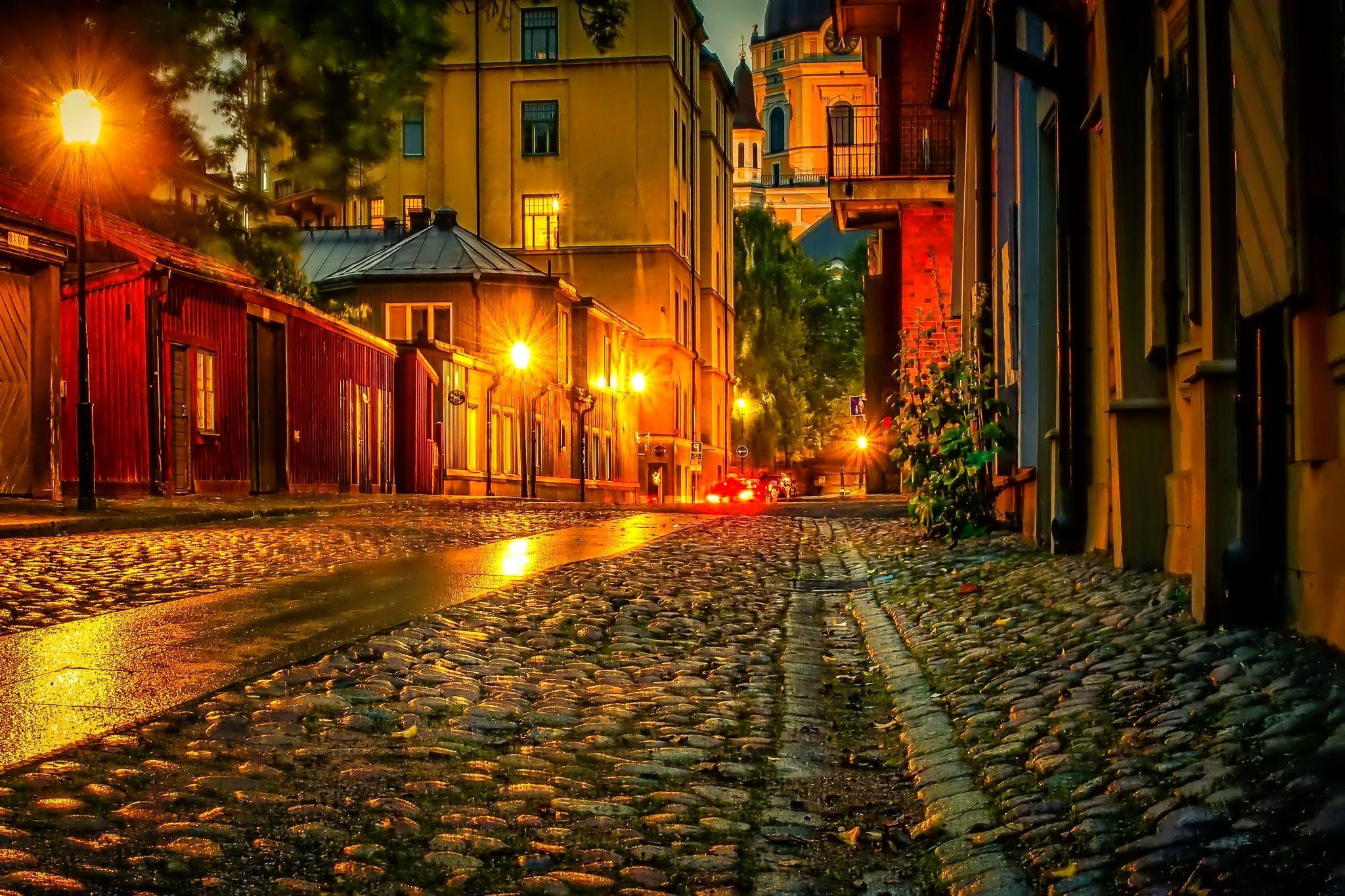 2048x1365 Houses: Amsterdam Holland City Night Street Lamps Wallpaper Wide