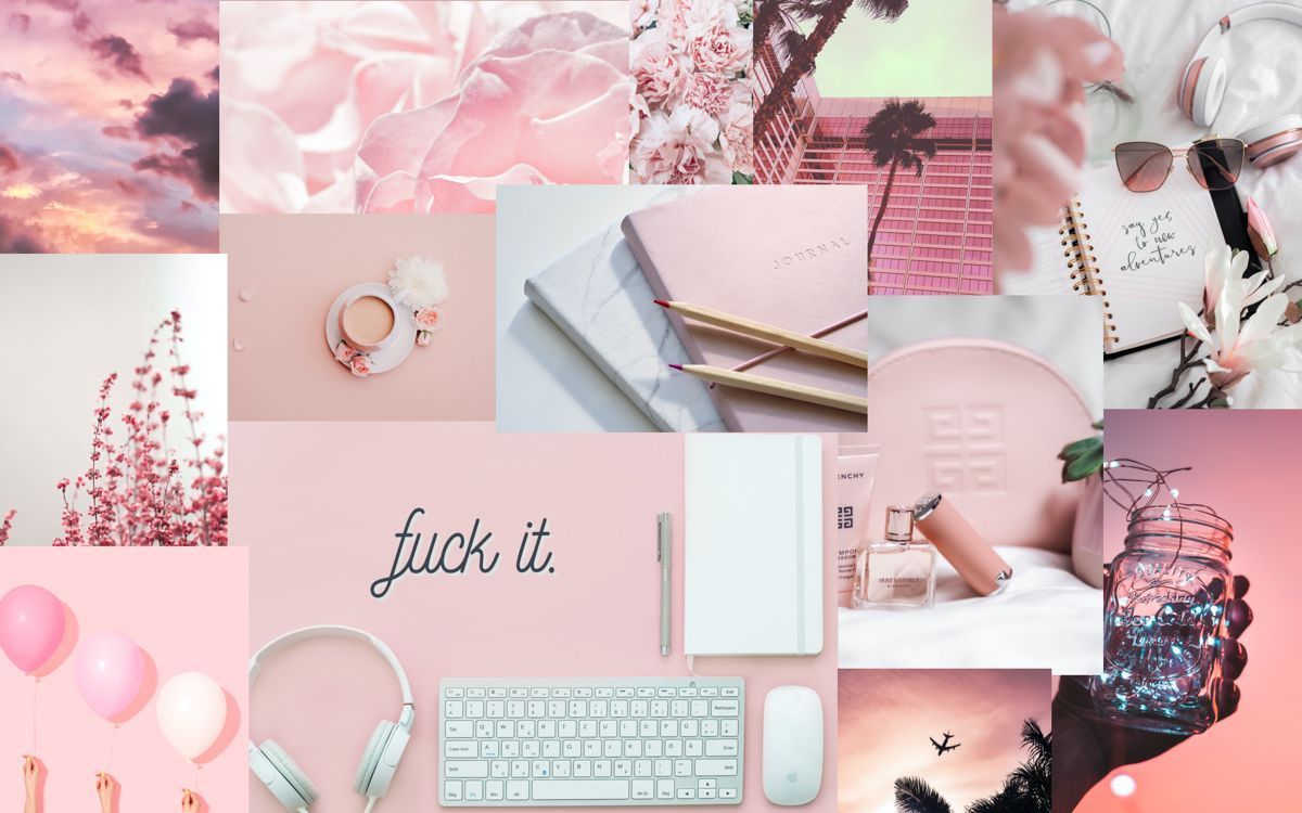 1200x750 pink aesthetic collage. Pink wallpaper