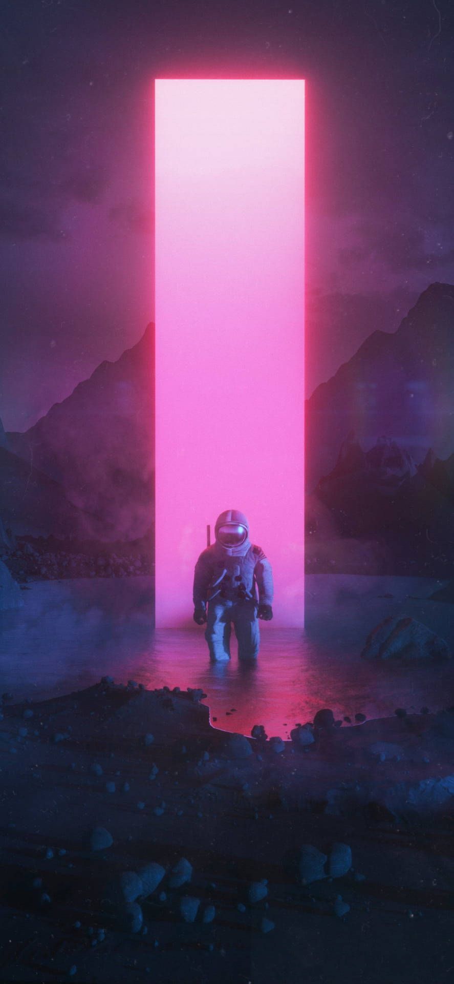 887x1920 Download Neon Pink Aesthetic Astronaut