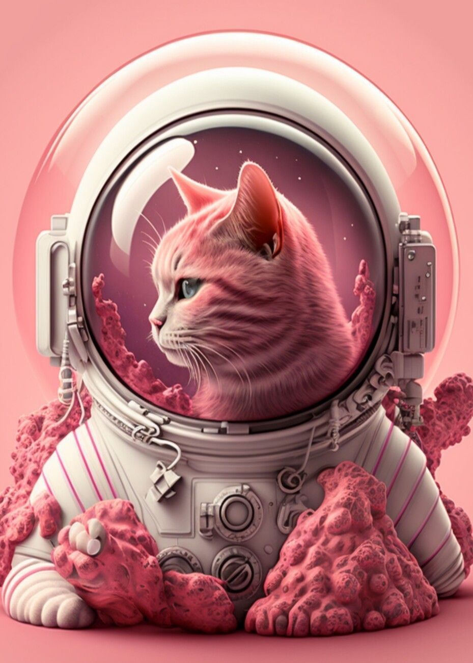 929x1300 Astronaut Cat in The Pink Planet Wall
