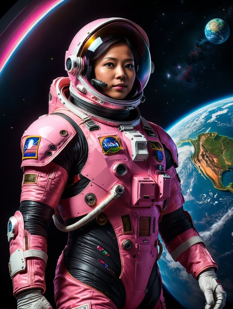771x1024 space wearing pink color astronaut suit
